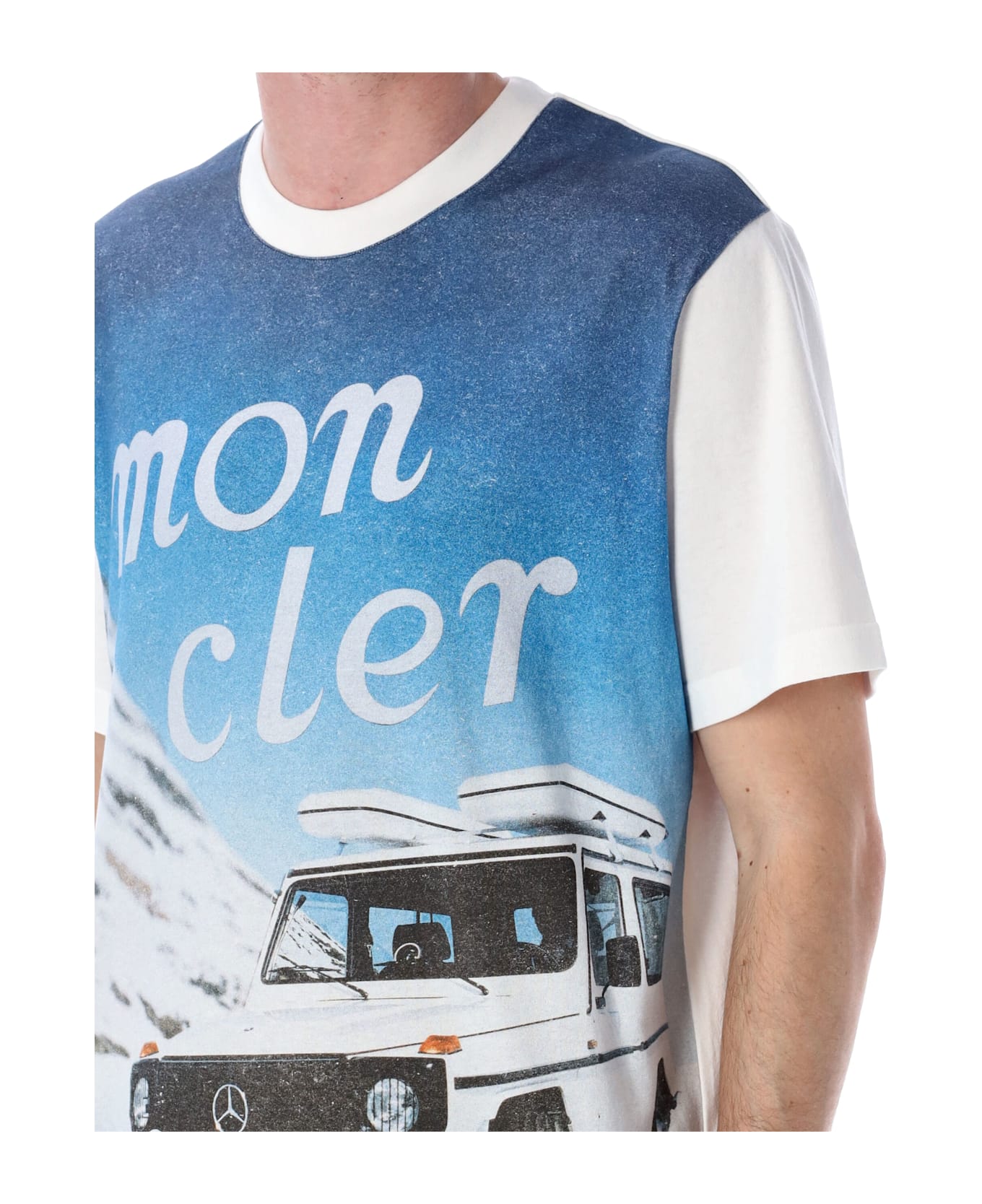 Moncler Genius Printed Cotton T-shirt - WHITE BLUE