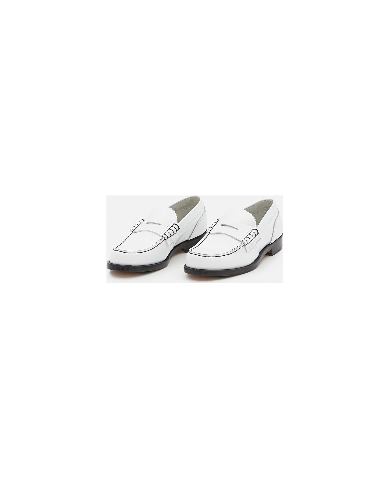 College Leather Moccassin - White フラットシューズ