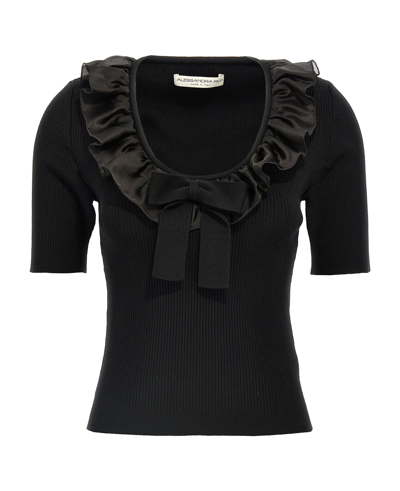 Alessandra Rich Ruffle T-shirt - Black
