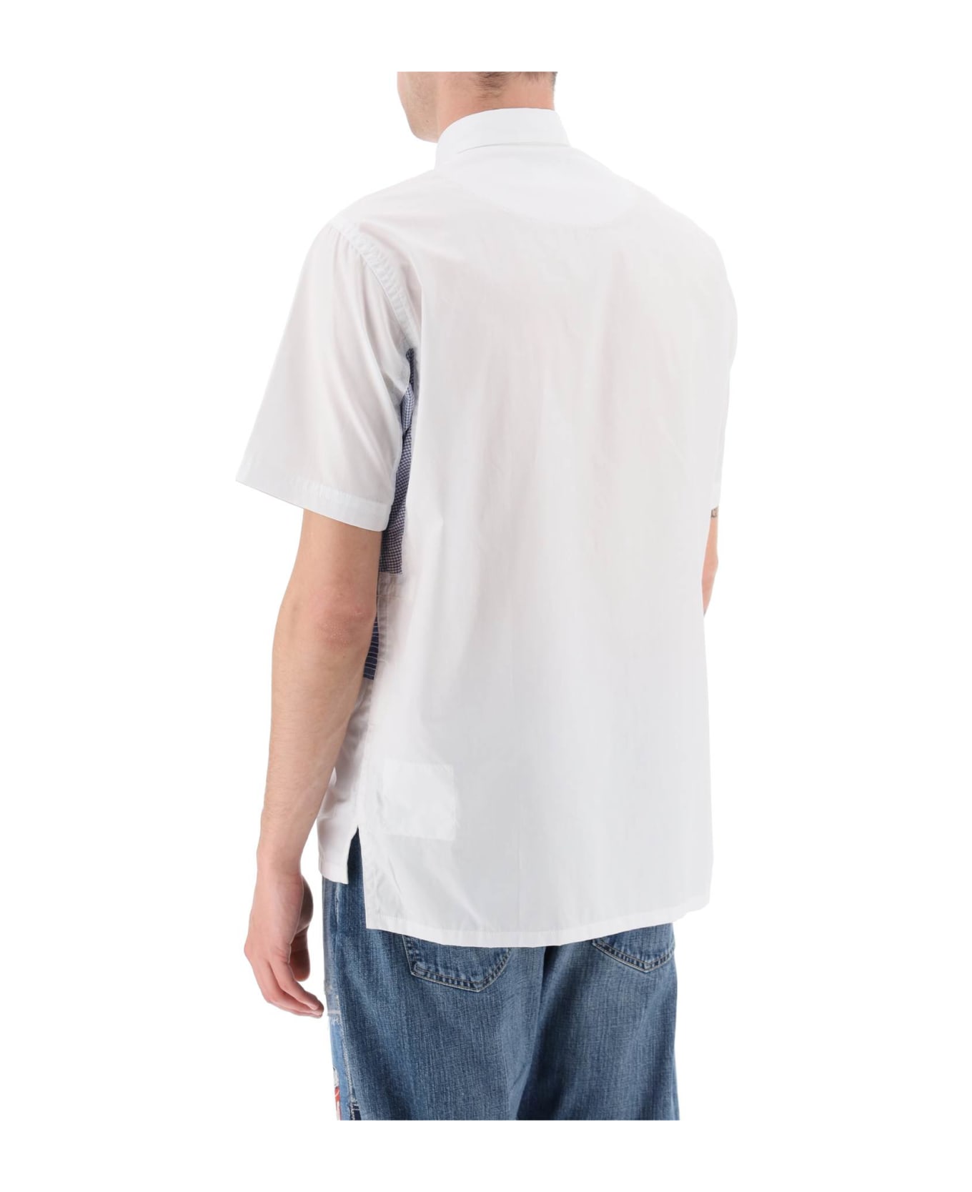 Junya Watanabe Short Sleeve Patchwork Shirt - WHITE X WHT RED (White)