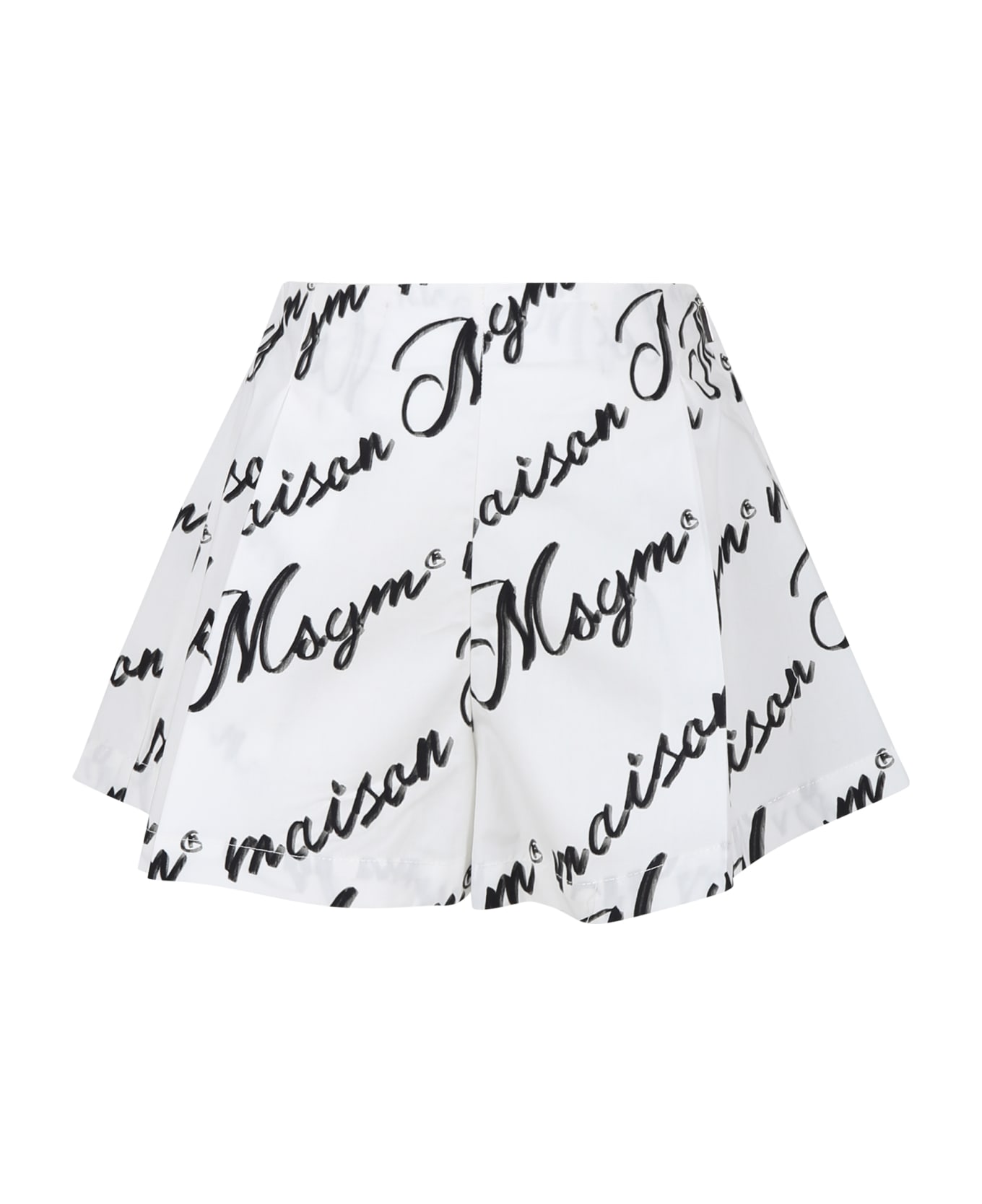 MSGM White Shorts For Girl With Logo - White ボトムス