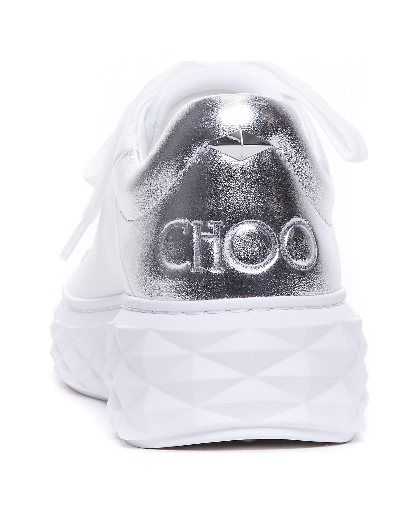 Jimmy Choo Diamond Maxi Sneakers - White Silver