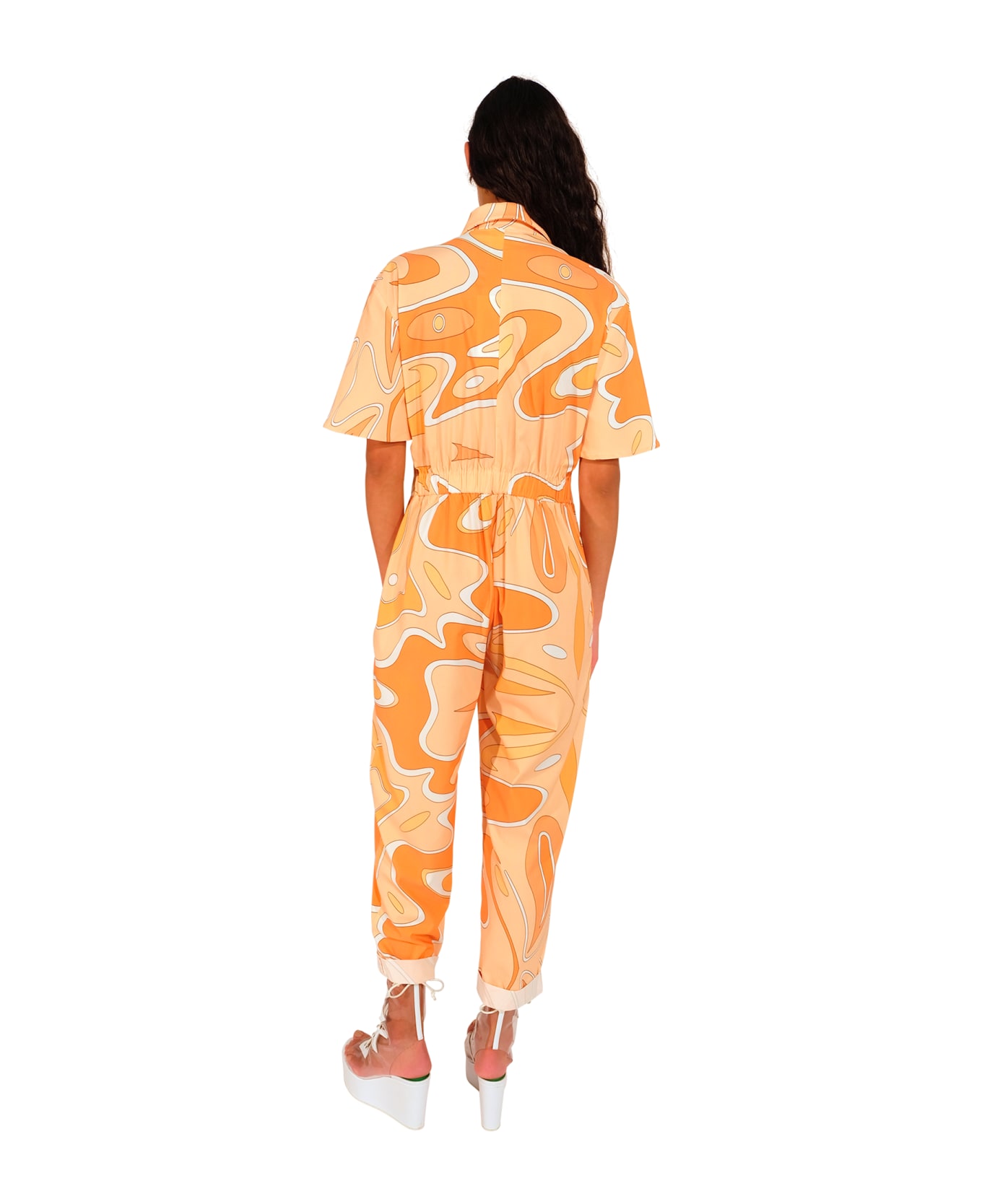 Sara Battaglia Jumpsuit - Orange Print