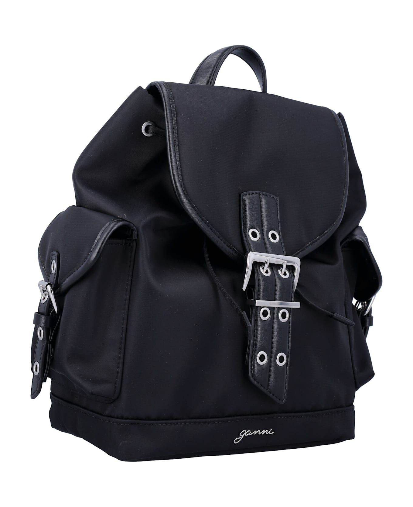 Ganni Small Bucky Nylon Backpack - BLACK