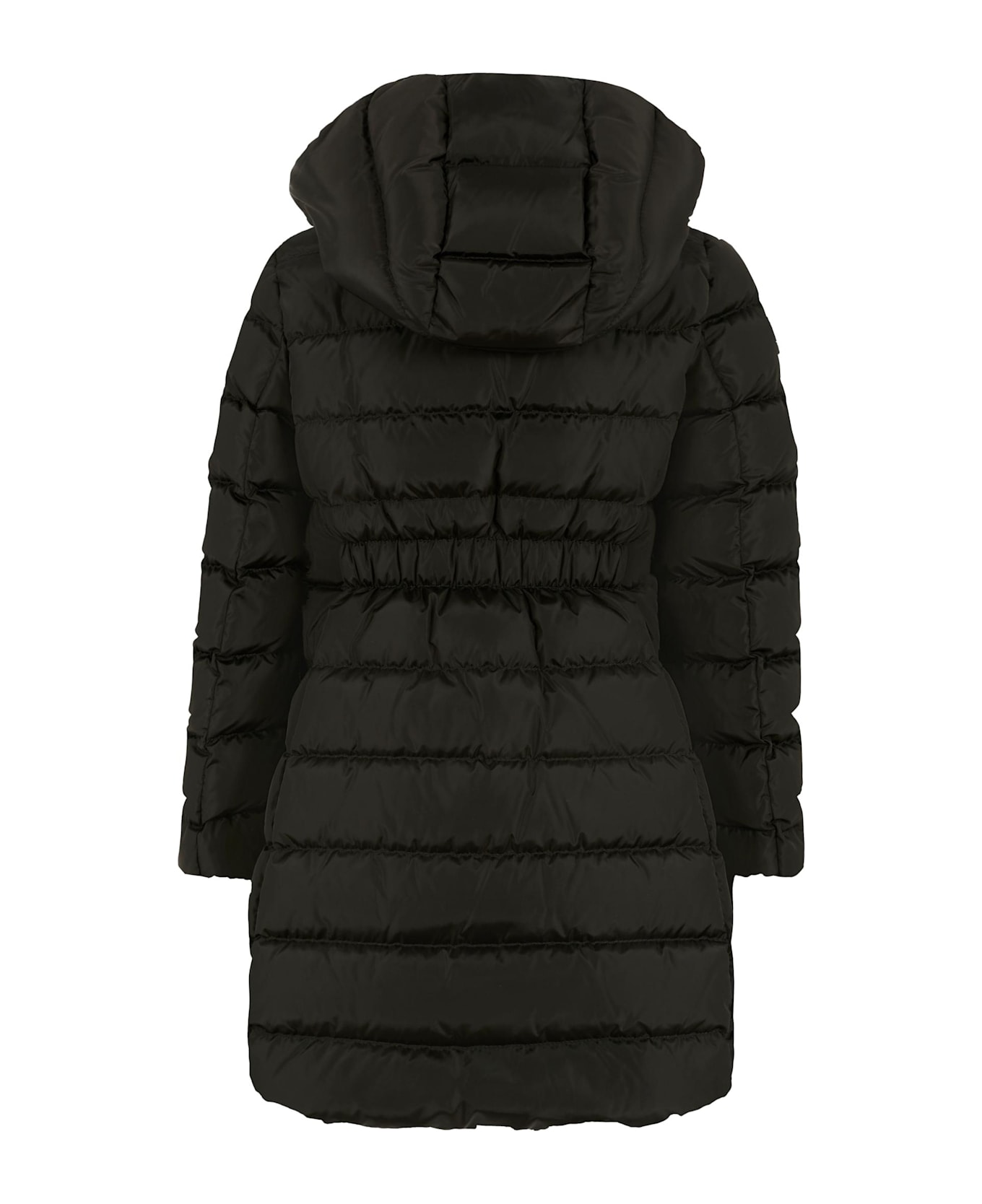 Moncler Black Charpal Down Jacket For Girl With Logo - Black
