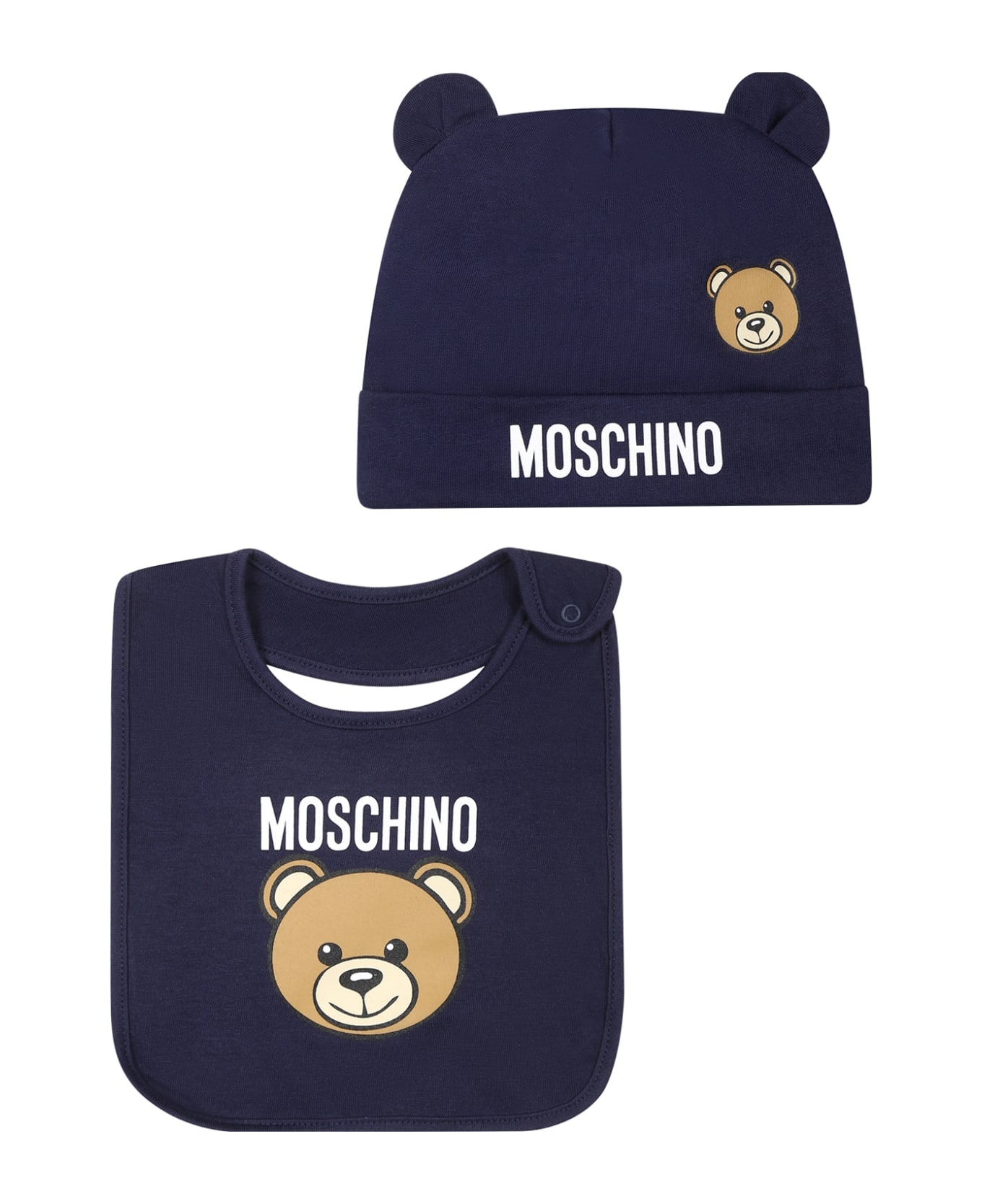 Moschino Blue Set For Baby Boy With Teddy Bear And Logo - Blue アクセサリー＆ギフト