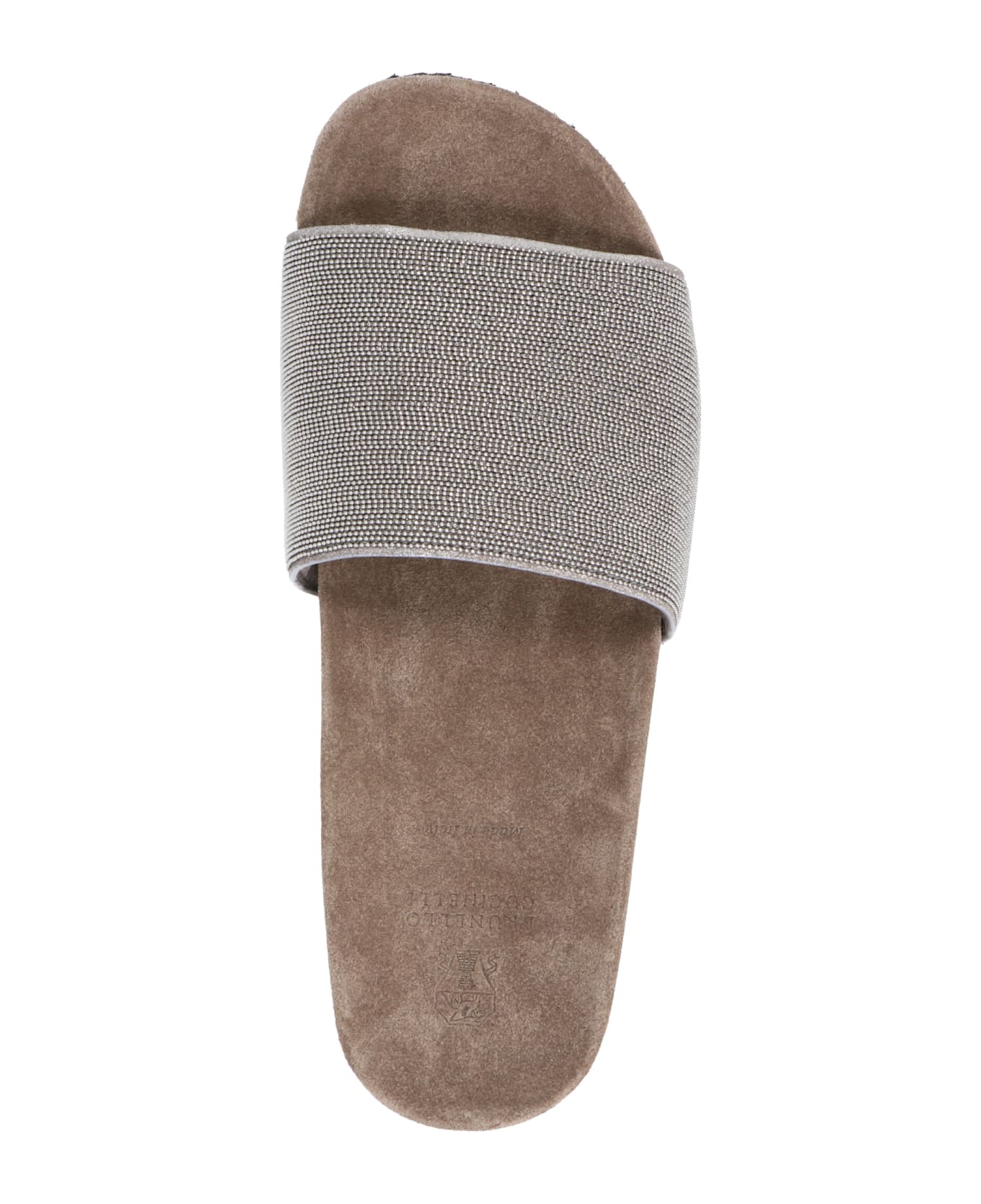 Brunello Cucinelli 'monile' Suede Slides - Gray