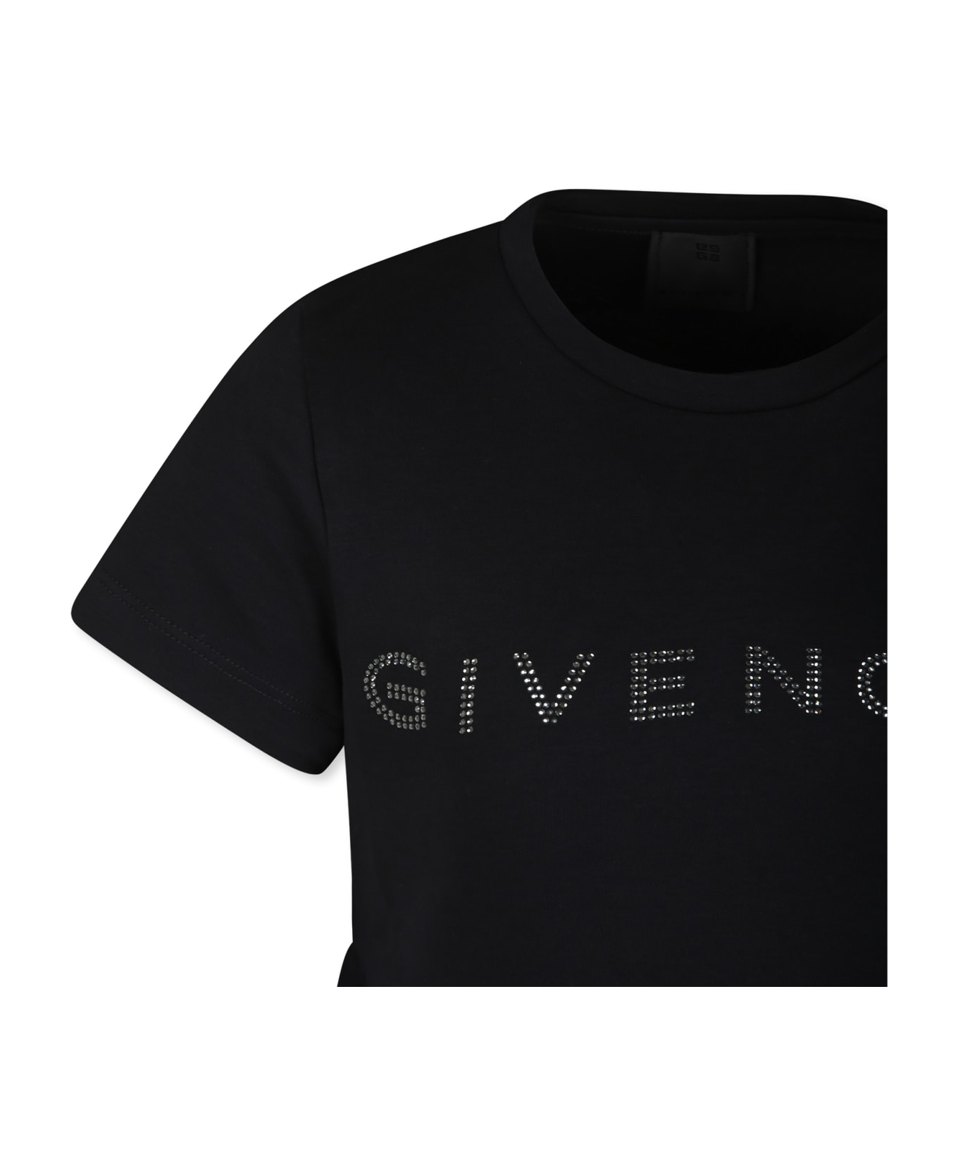 Givenchy Black Dress For Girl With Logo And Rhinestones - Black