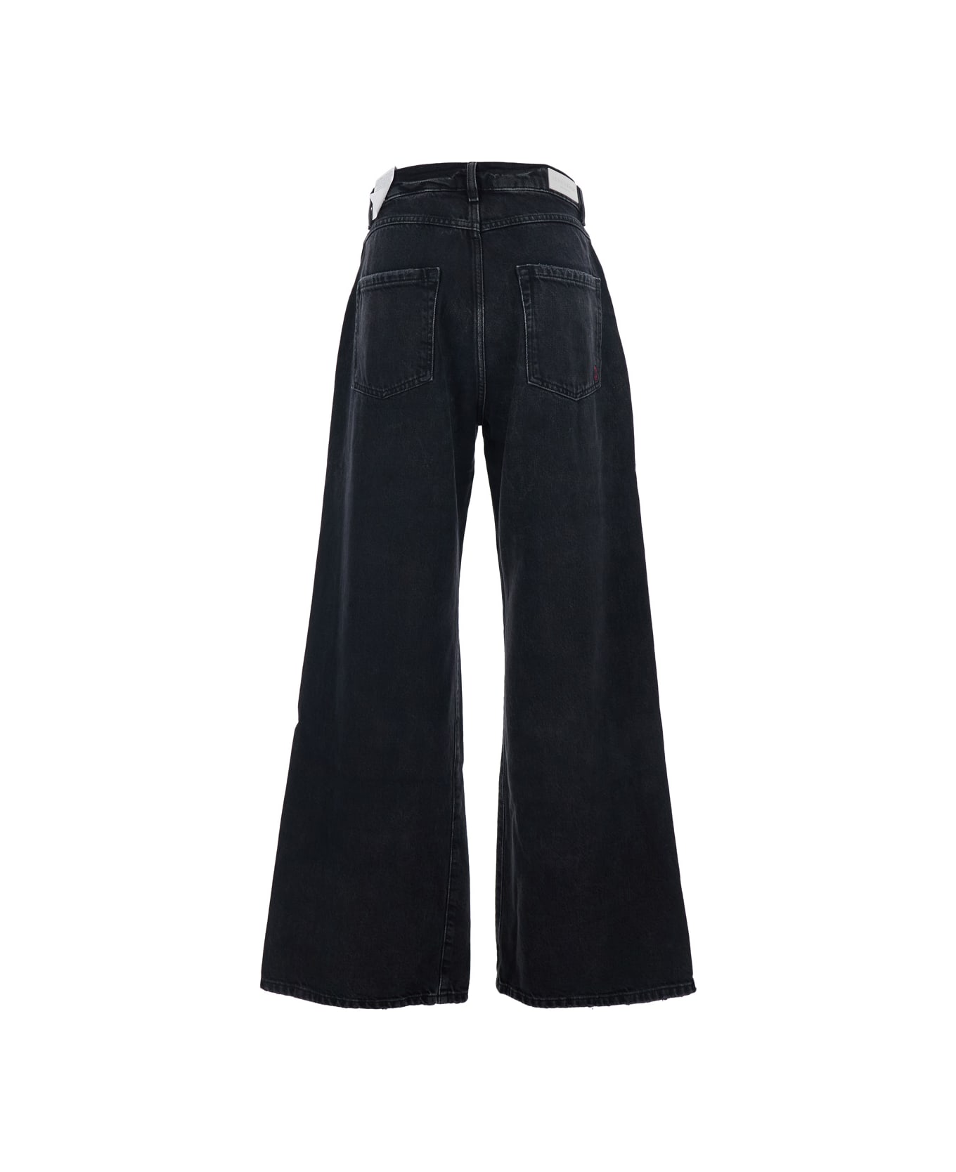 Icon Denim 
debby
 Black Jeans With Wide Leg And Logo Patch On The Rear In Denim Woman - Black