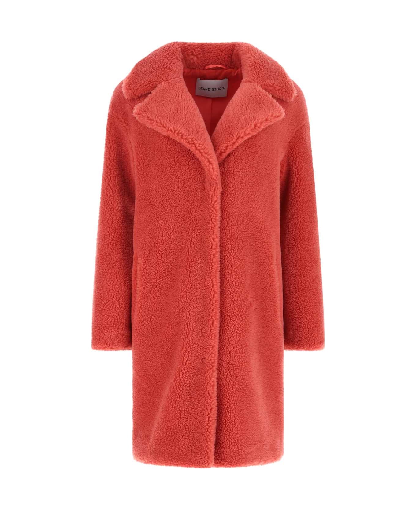 STAND STUDIO Light Red Teddy Camille Cocoon Coat - 24900