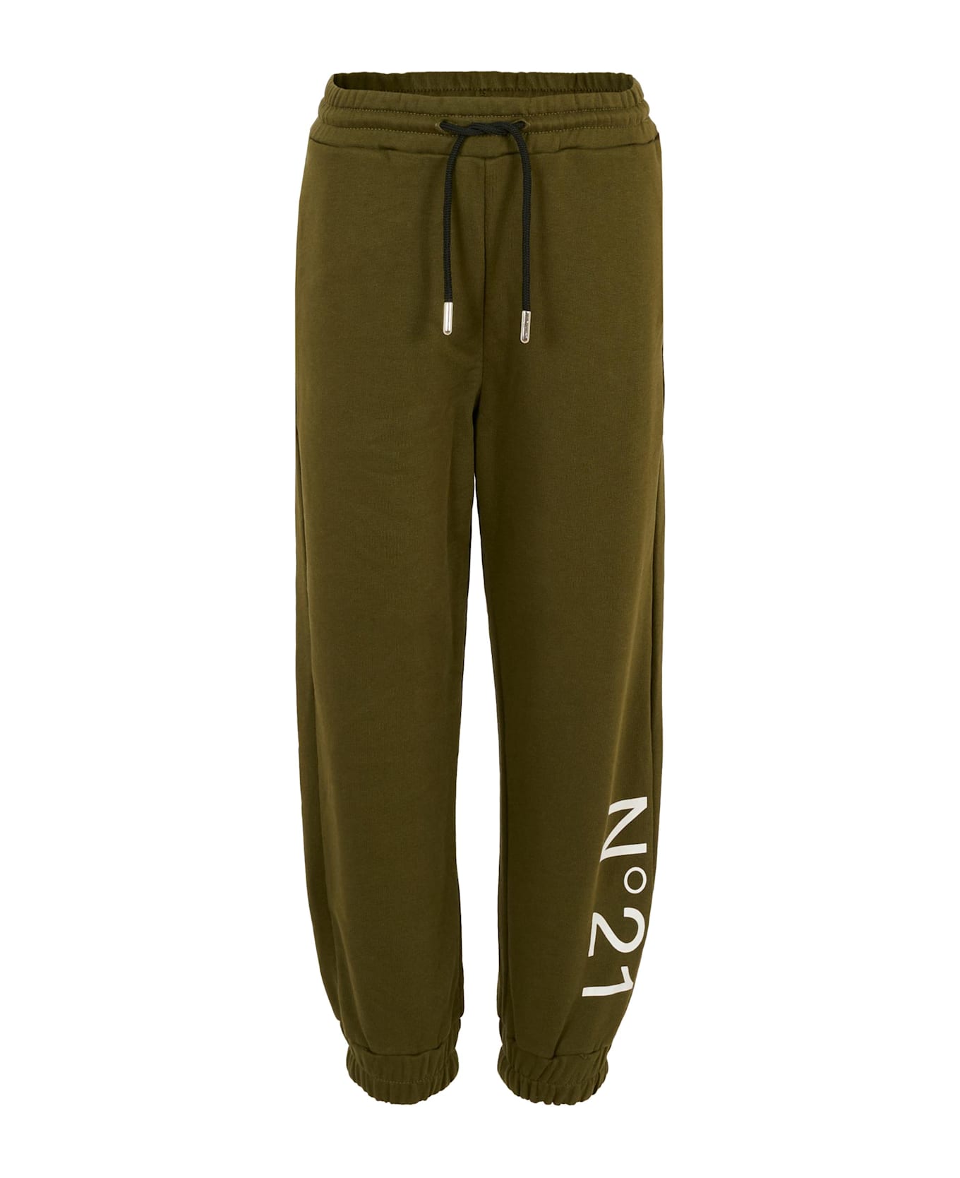 N.21 Green Trousers For Kids With Logo - Green