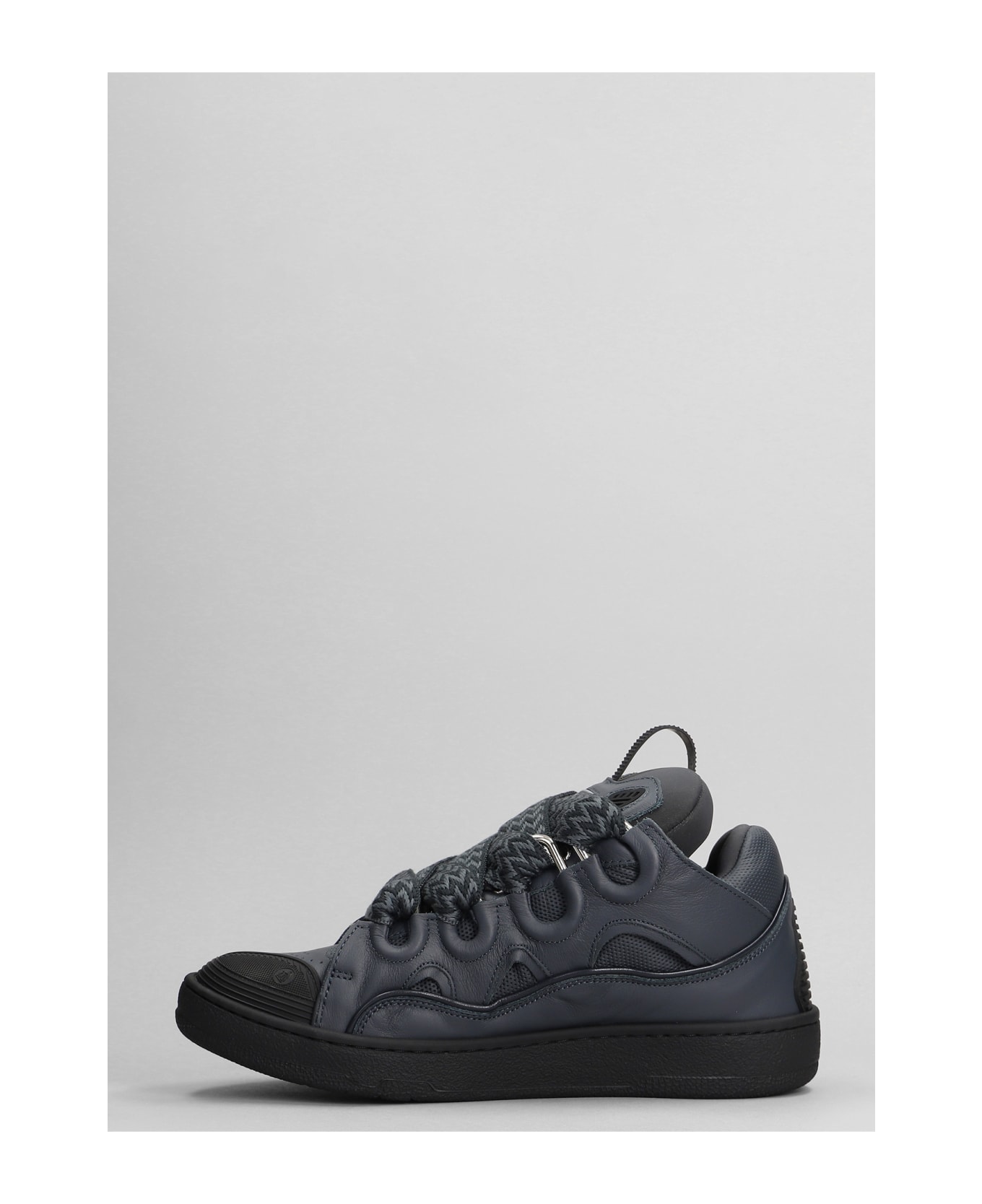 Lanvin Curb Sneakers In Grey Leather - grey スニーカー