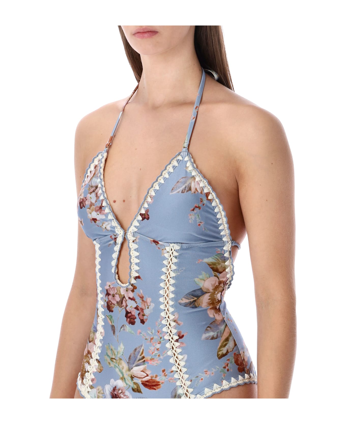 Zimmermann Chambray Crochet One-piece Swimsuit - CHAMBRAY BLUE FLORAL