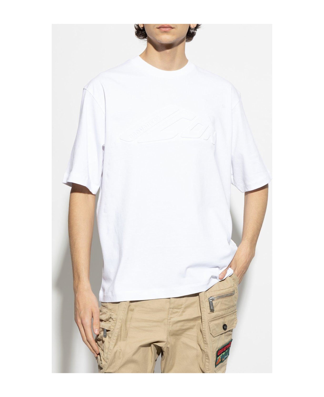 Dsquared2 Logo Embossed Crewneck T-shirt - WHITE
