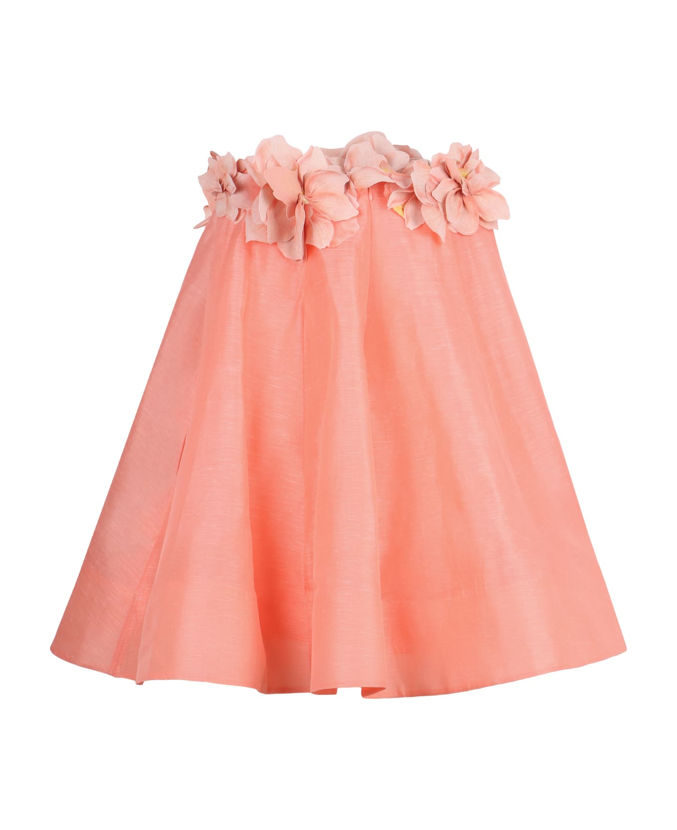 Zimmermann Natura Silk And Linen Mini Dress - Coral ワンピース＆ドレス