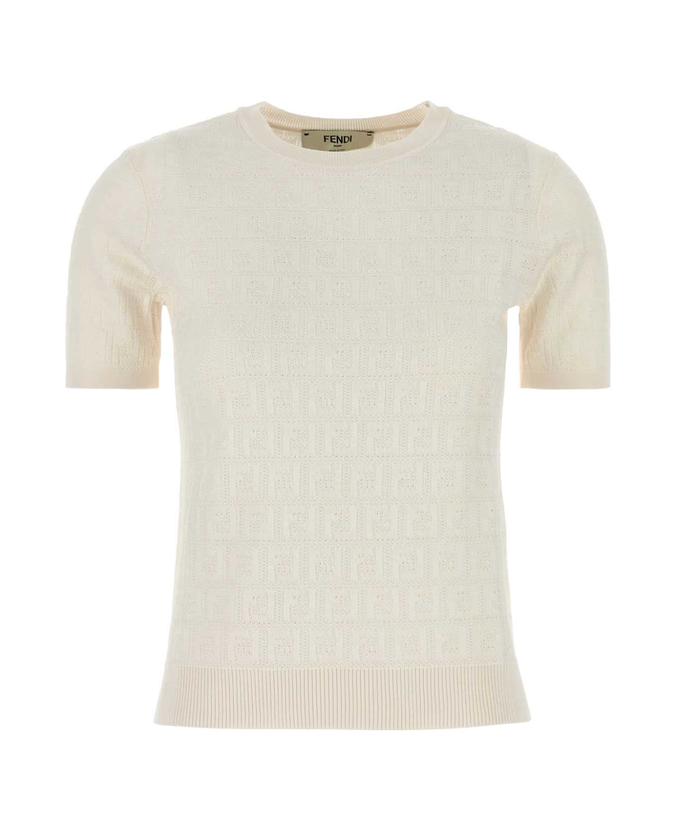 Fendi Ivory Cotton Blend Sweater - WHITE