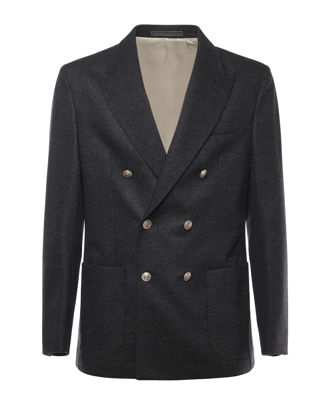 Eleventy Double-breasted Wool Jacket - SMOKE MELANGE GRAY