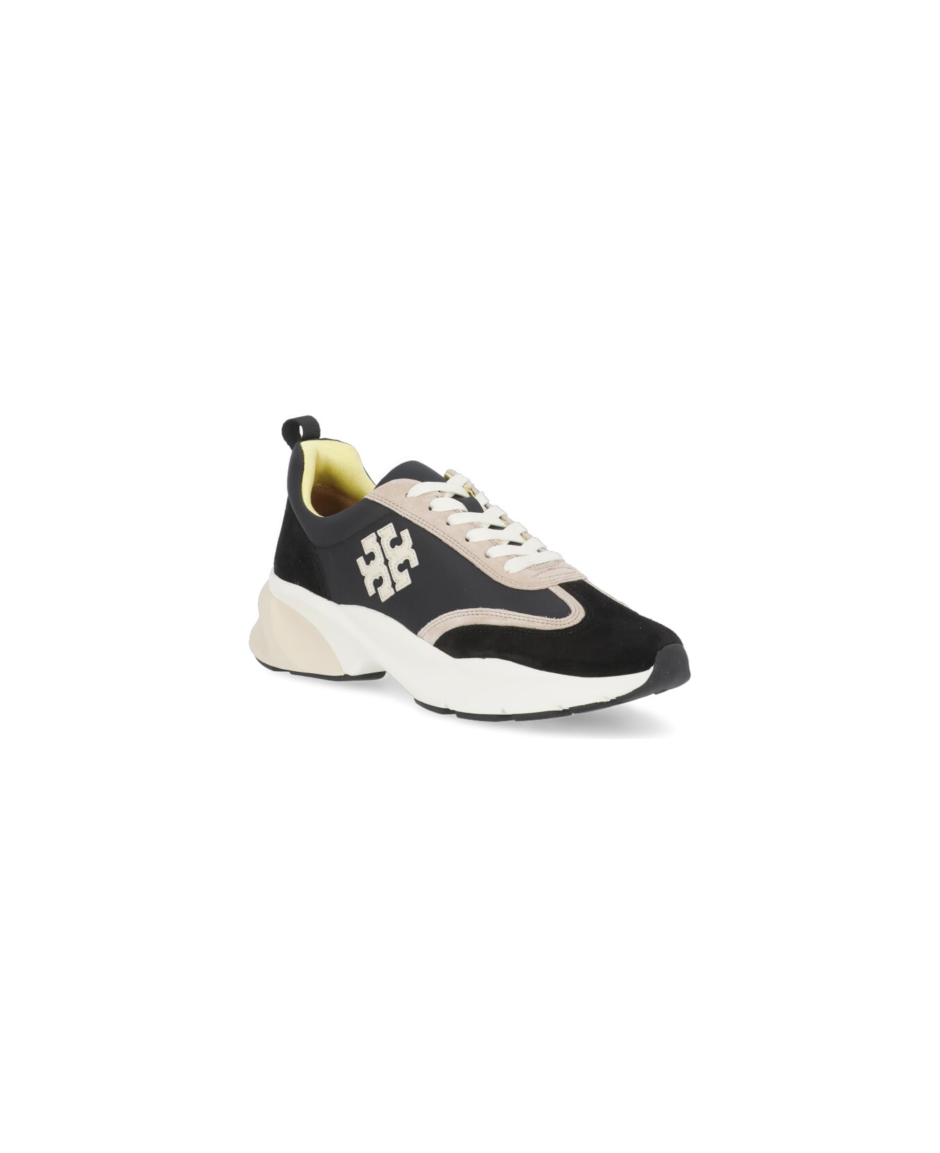 Tory Burch Good Luck Leather Sneakers - Black / Cream / Black