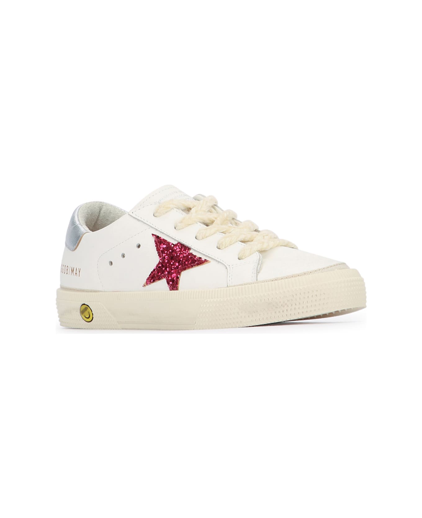 Golden Goose May Leather Upper Glitter - WHITE/FUCHSIA/SILVER