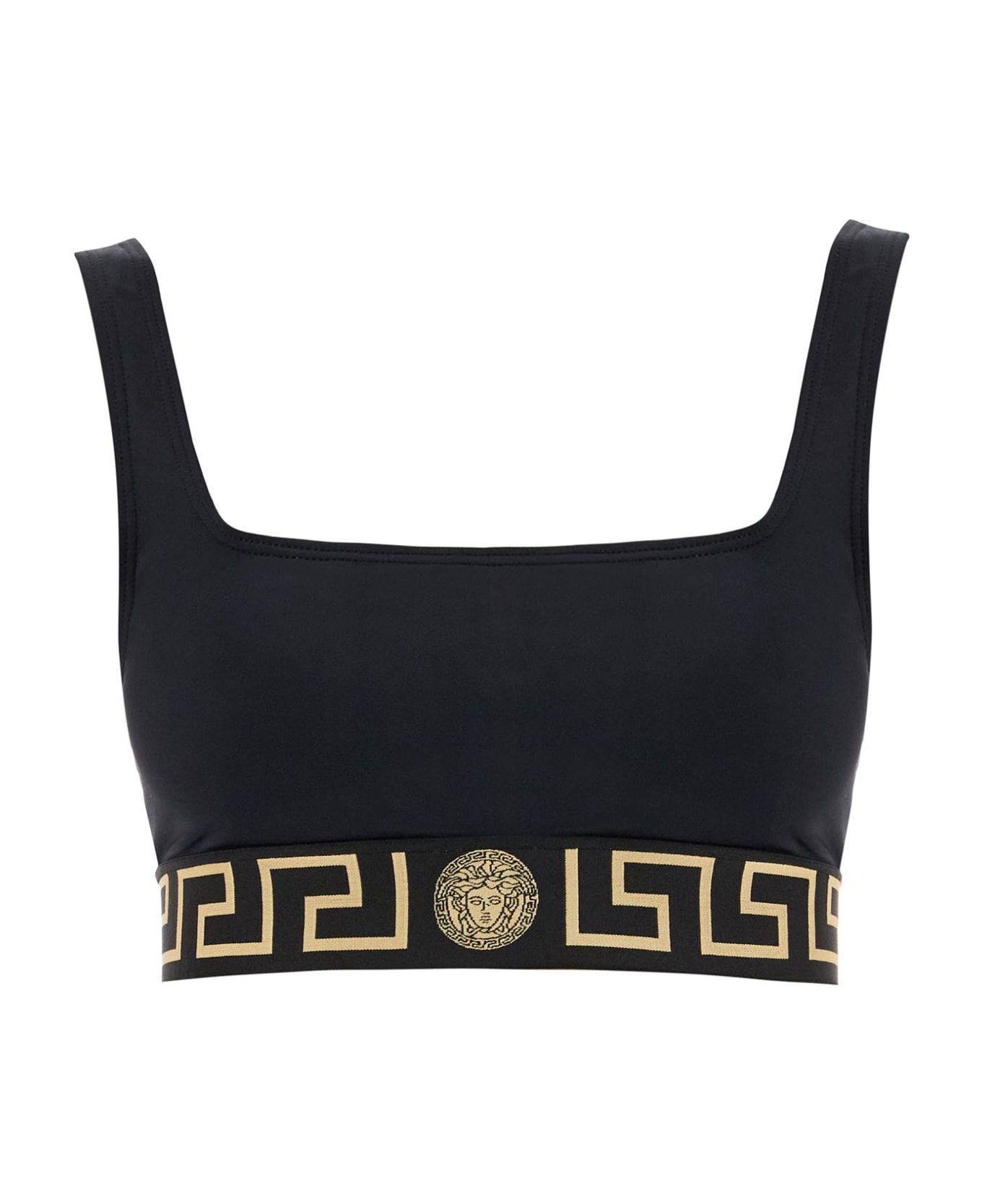 Versace 'top Bikini With Greek Border Trim - BLACK (Black)