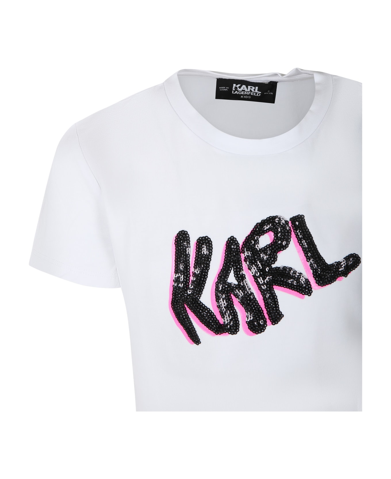 Karl Lagerfeld Kids White T-shirt For Girl With Karl Writing - White