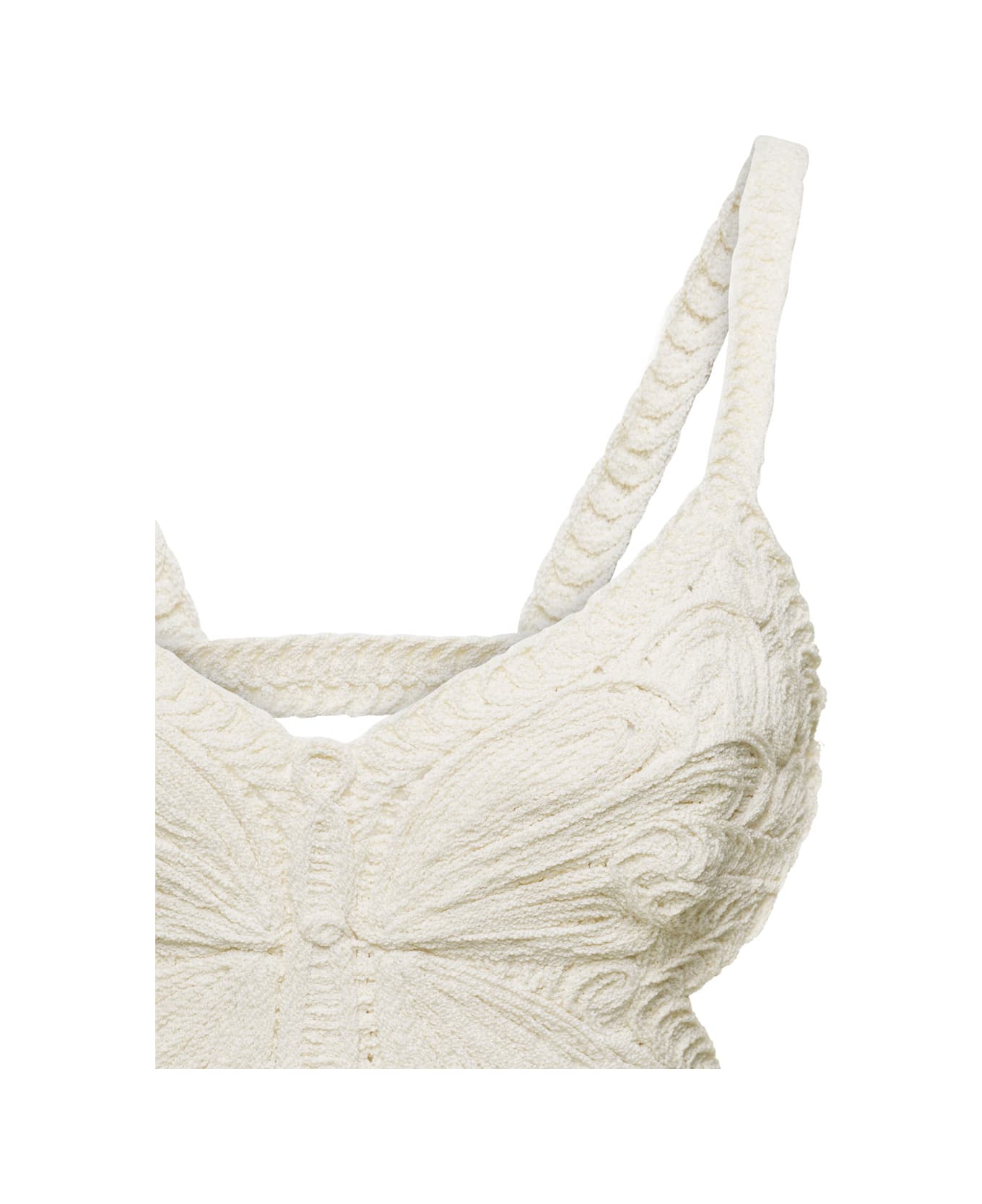 Blumarine White Buttefly Sleeveless Crop Top In Cotton Blend Woman - White トップス