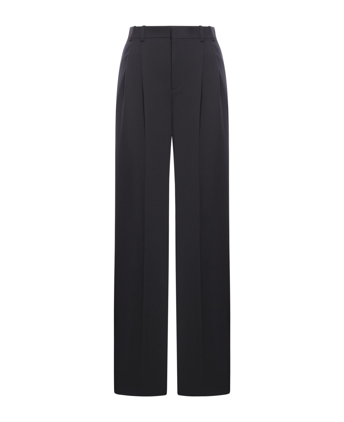 Saint Laurent Pantalon Grain De Poudre De Laine - Noir