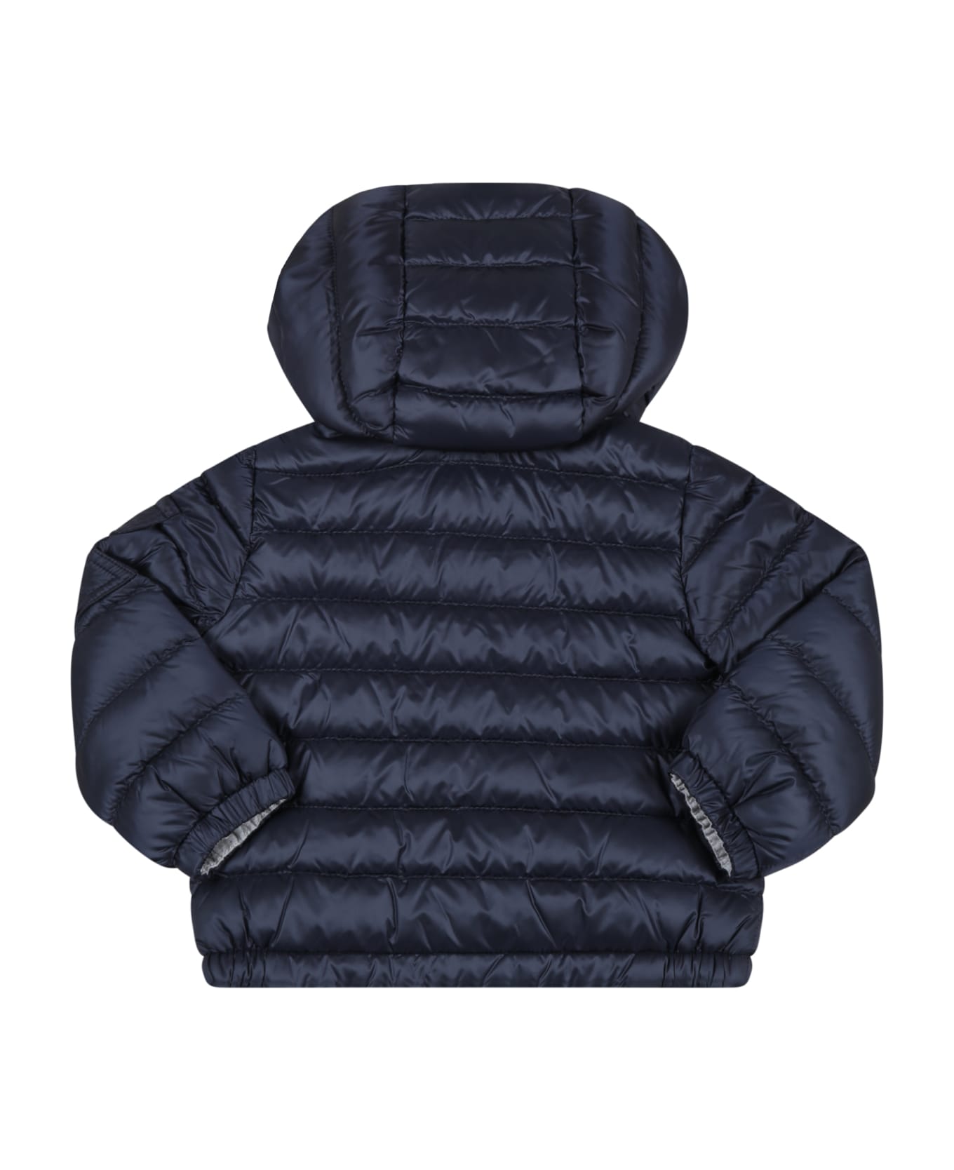 Moncler Blue 'lauros' Jacket For Baby Boy With Logo Patch - NAVY