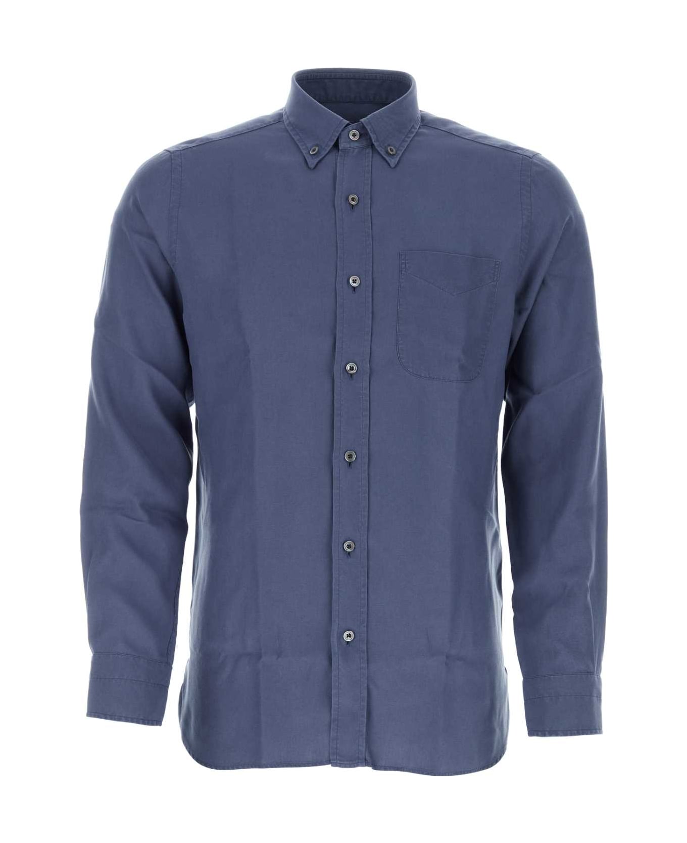 Tom Ford Air Force Blue Lyocell Shirt - BLUEINDIGO シャツ