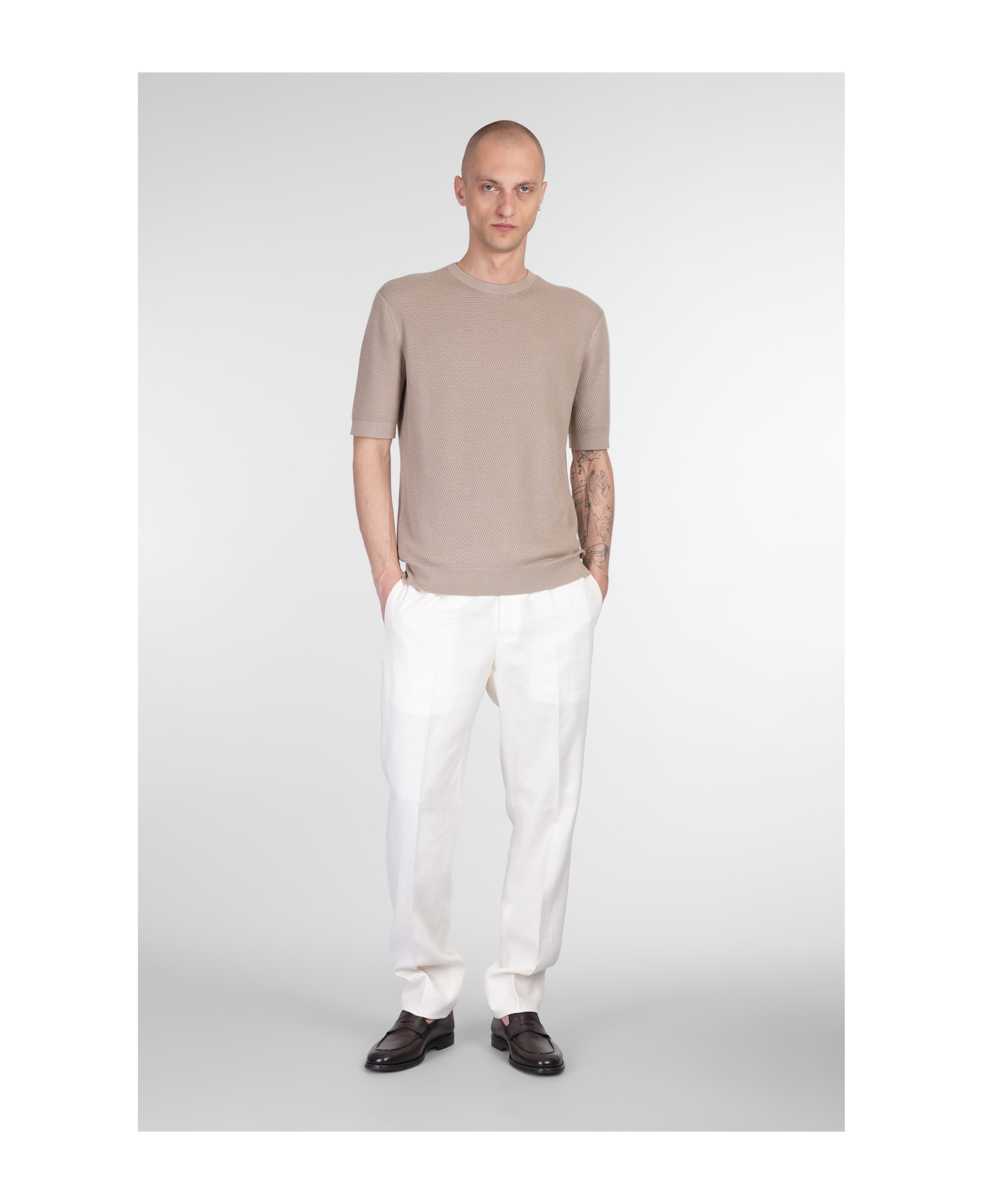 Zegna T-shirt In Taupe Cotton - taupe