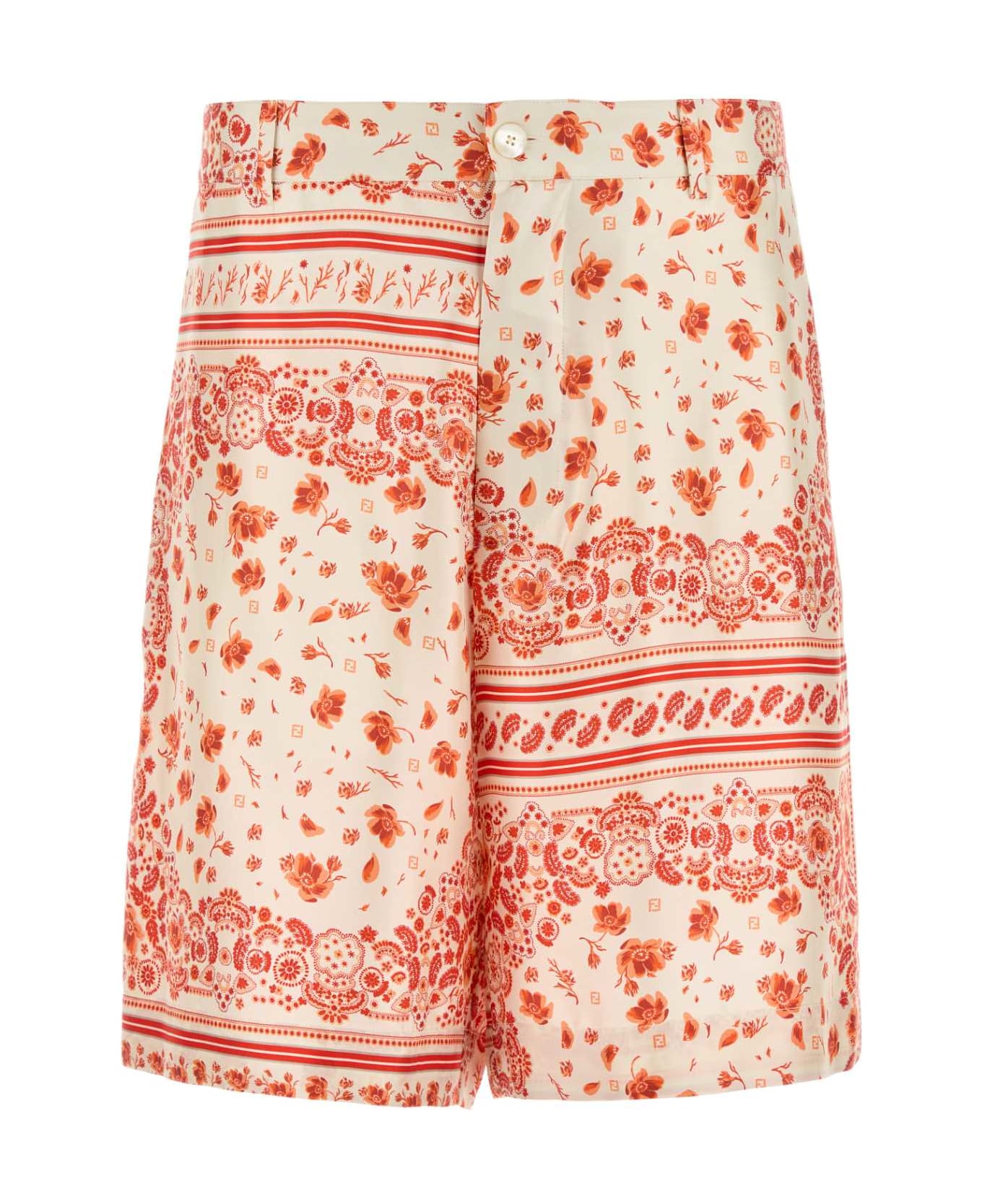 Fendi Printed Silk Bermuda Shorts - CORAL