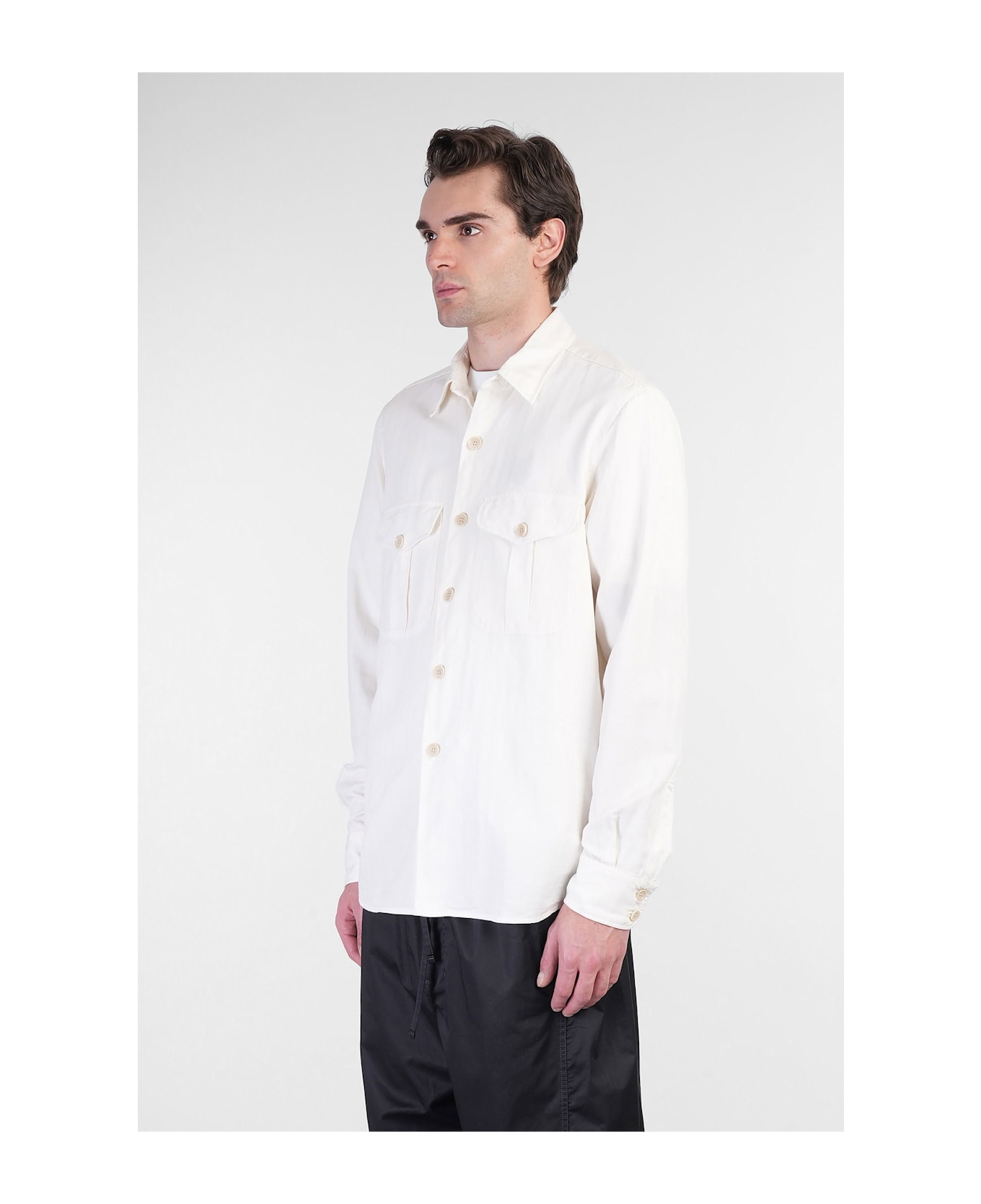 Aspesi Glenn Shirt In Beige Linen - beige