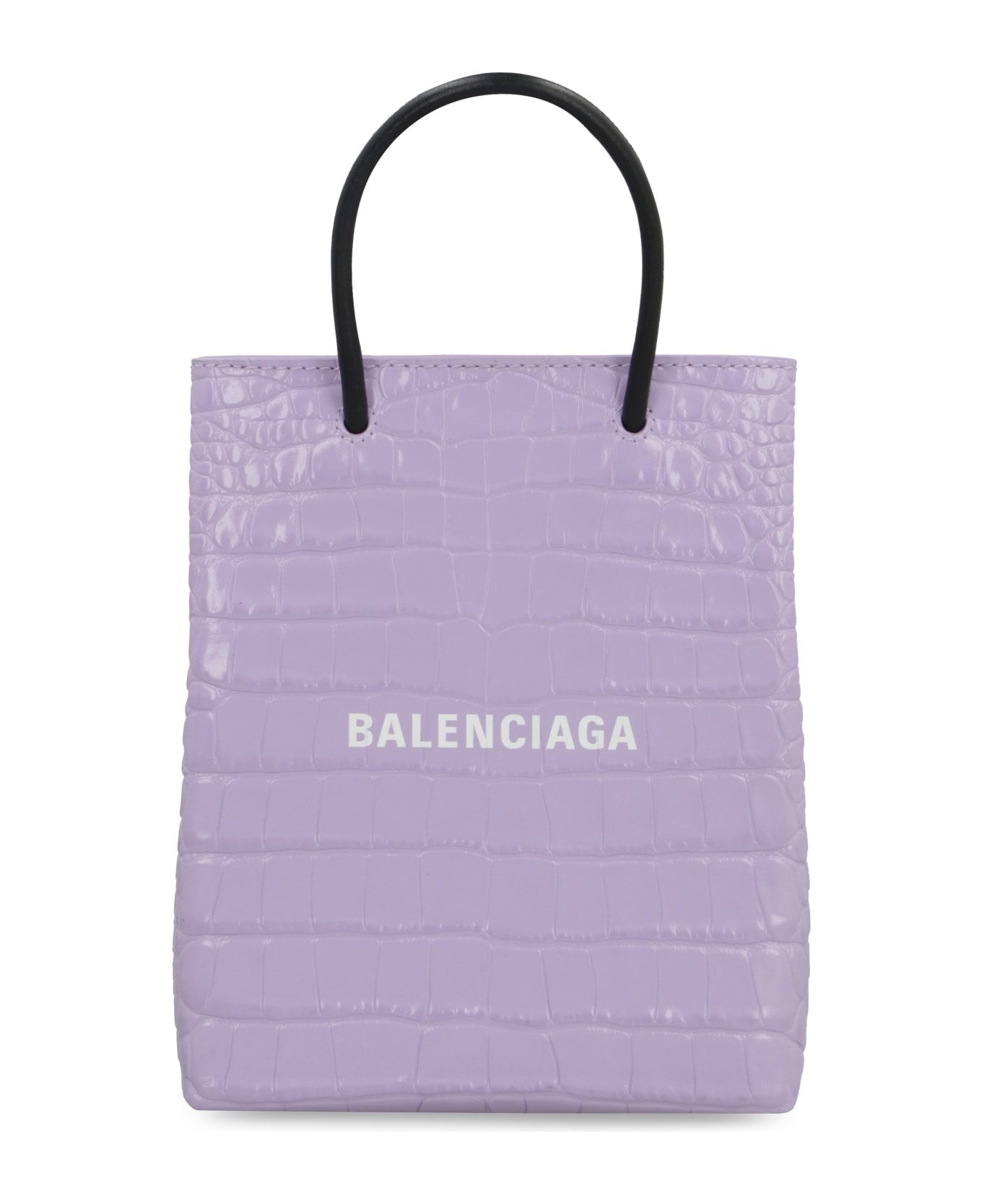 Balenciaga Croco-print Leather Bag - Lilac トートバッグ