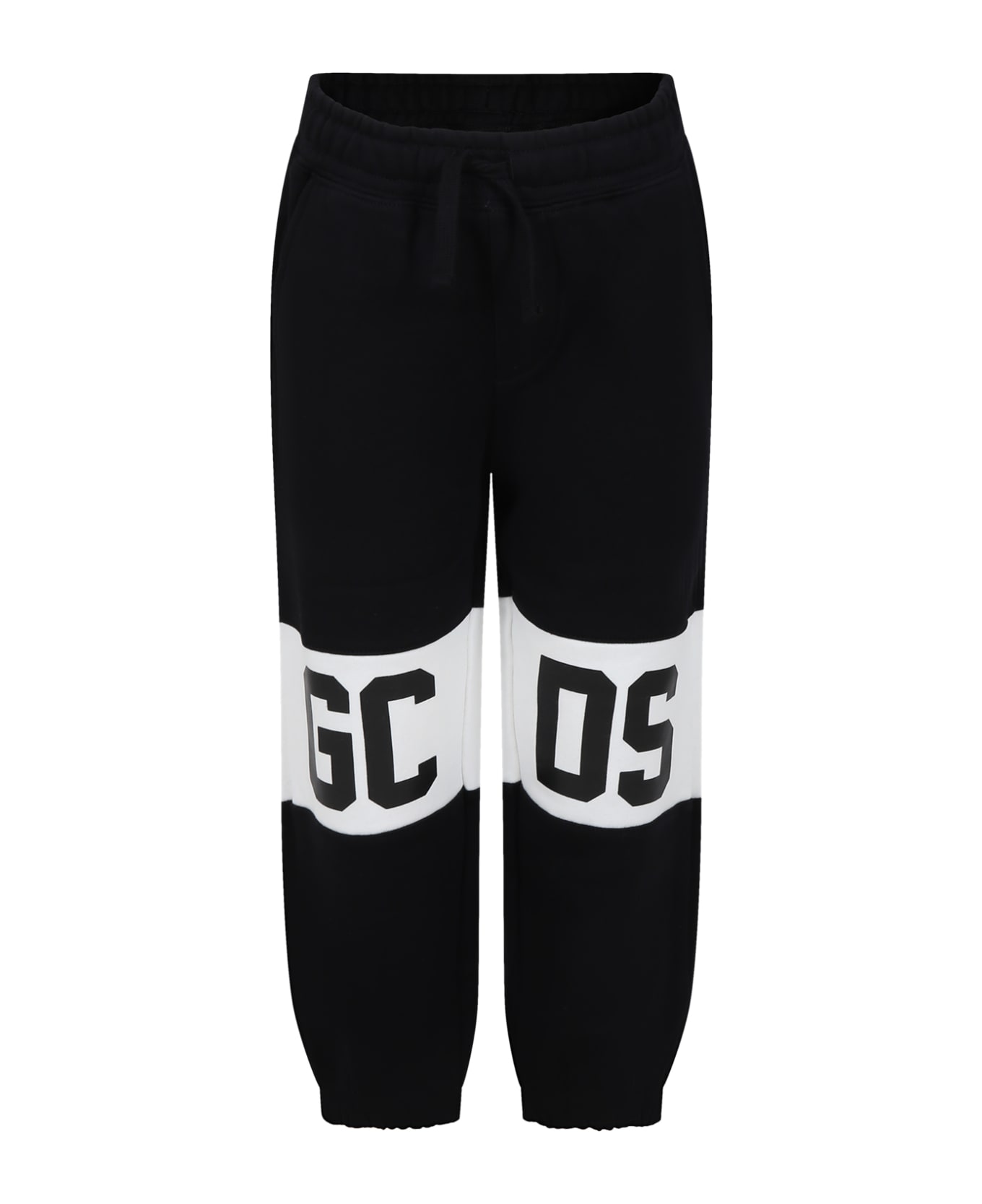 GCDS Mini Black tiered Trousers For Boy With Logo - Black