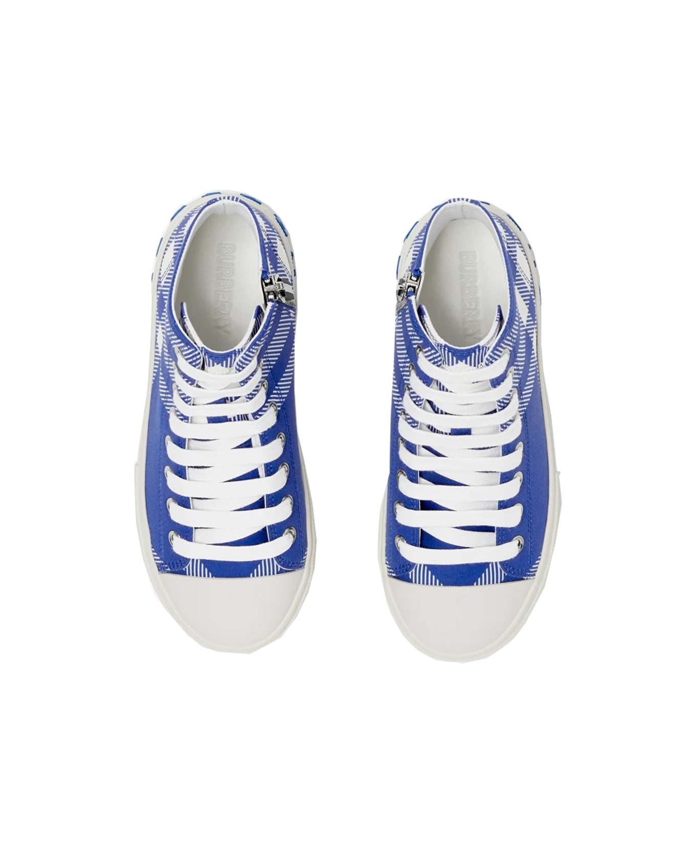 Burberry High Sneakers In Checked Cotton - Blue シューズ