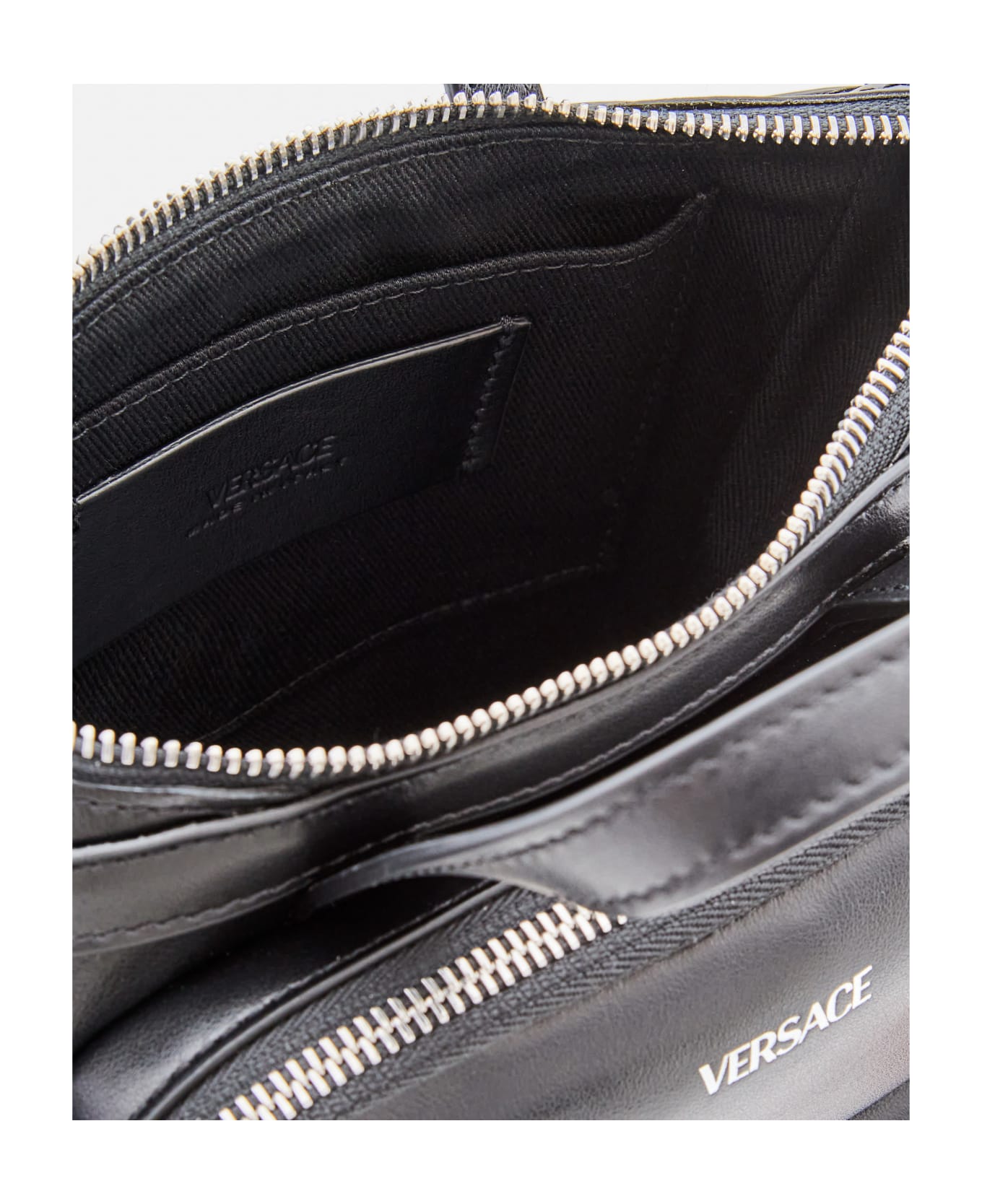 Versace Front Logo Pocket Zip Tote - Black