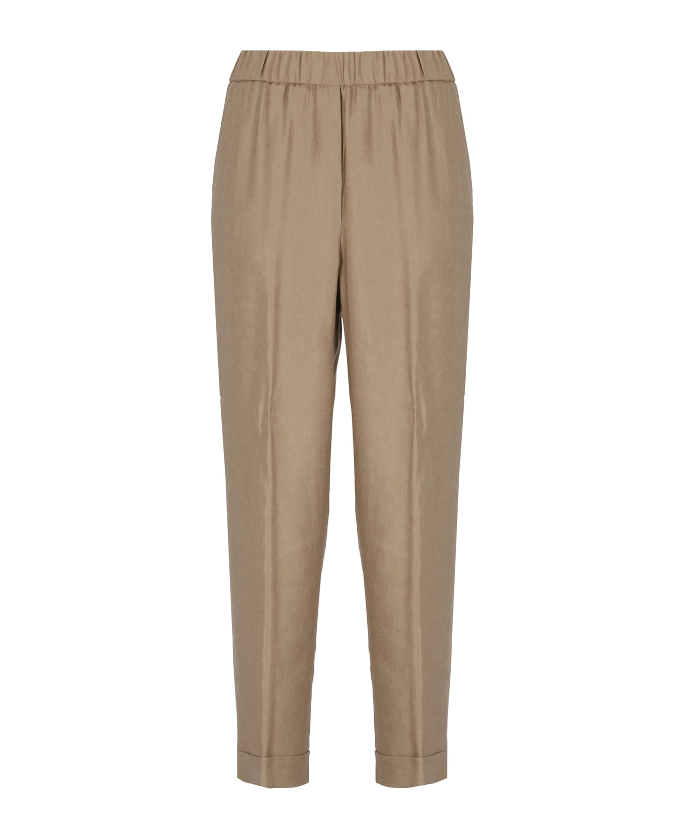 Peserico Viscose And Linen Pants - Brown