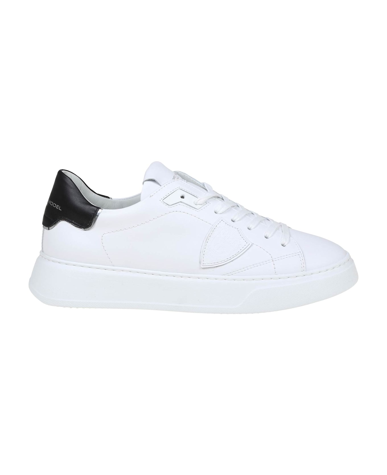 Philippe Model Sneakers Temple Low In Black And White Leather - White/Black