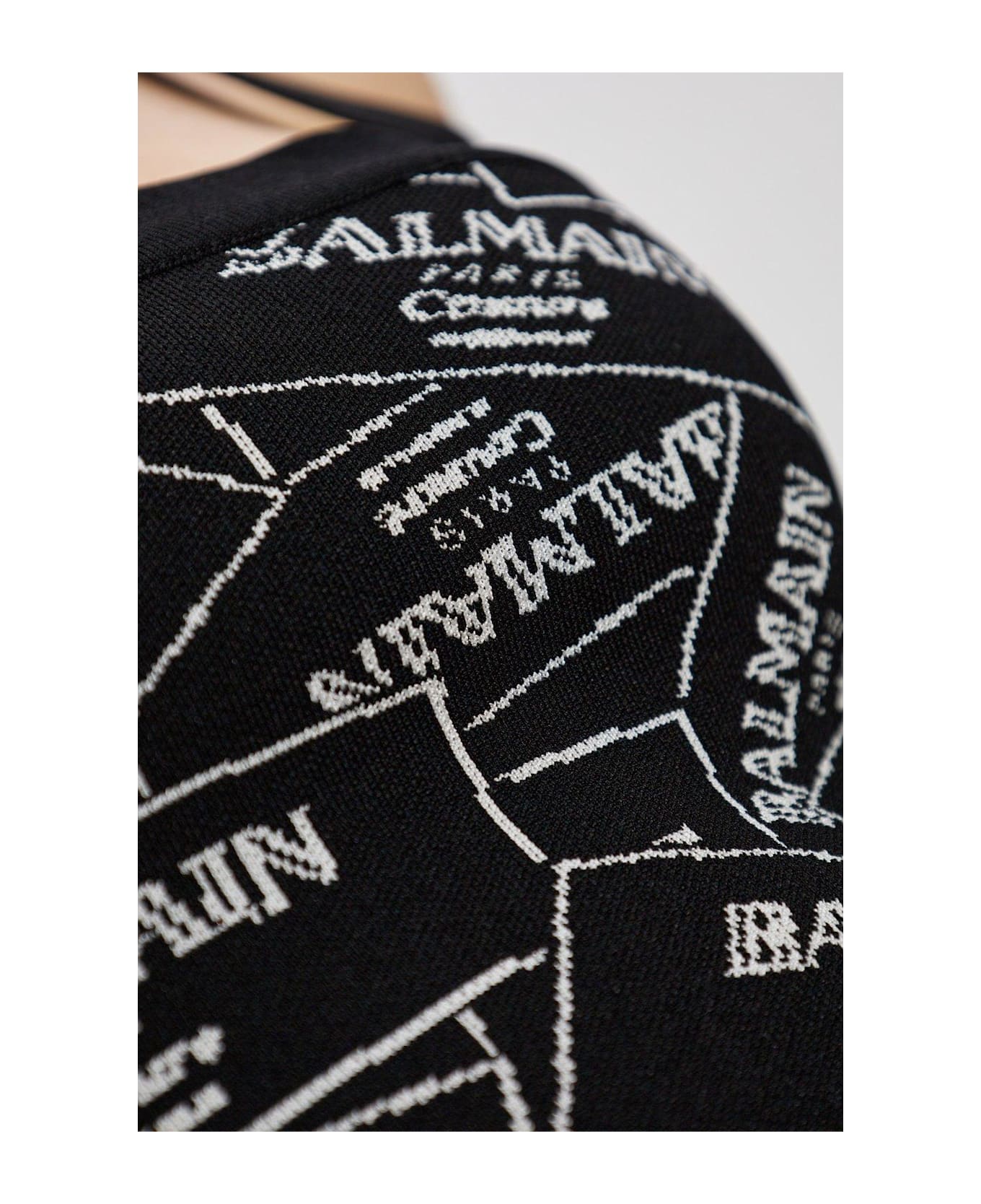 Balmain Logo Detailed Cropped Top - Nero
