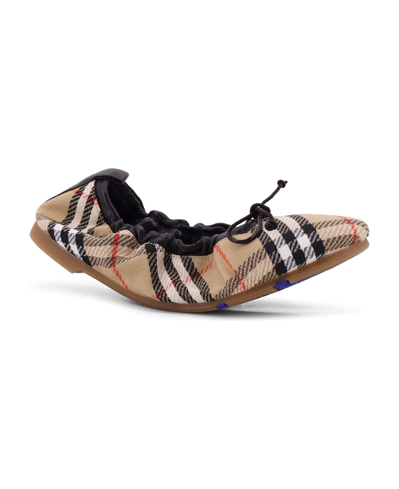 Burberry Fawn Ballerinas With Traditional Check Motif - SAND IP CHECK