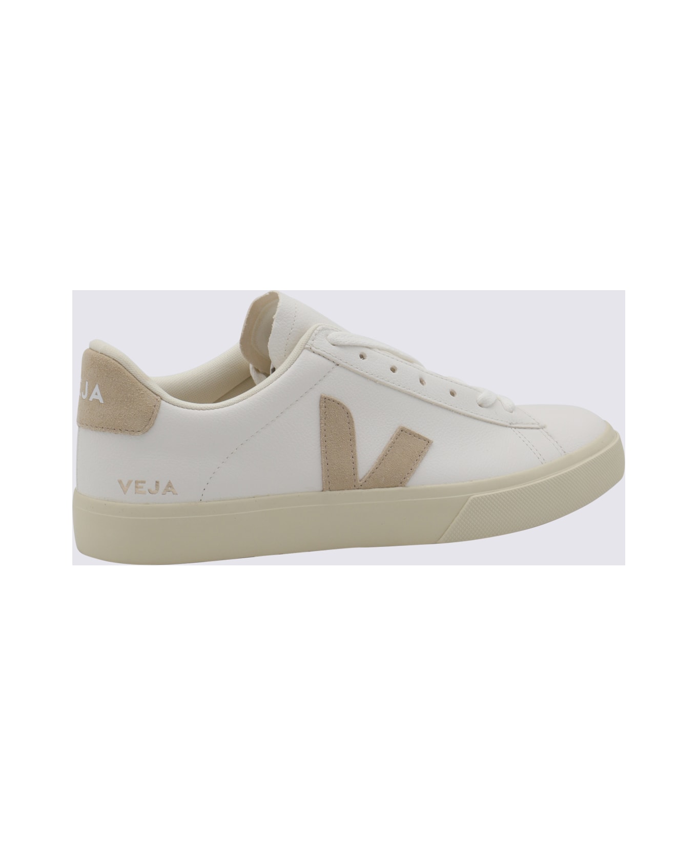 Veja White And Beige Leather Campo Sneakers - EXTRA-WHITE_ALMOND スニーカー