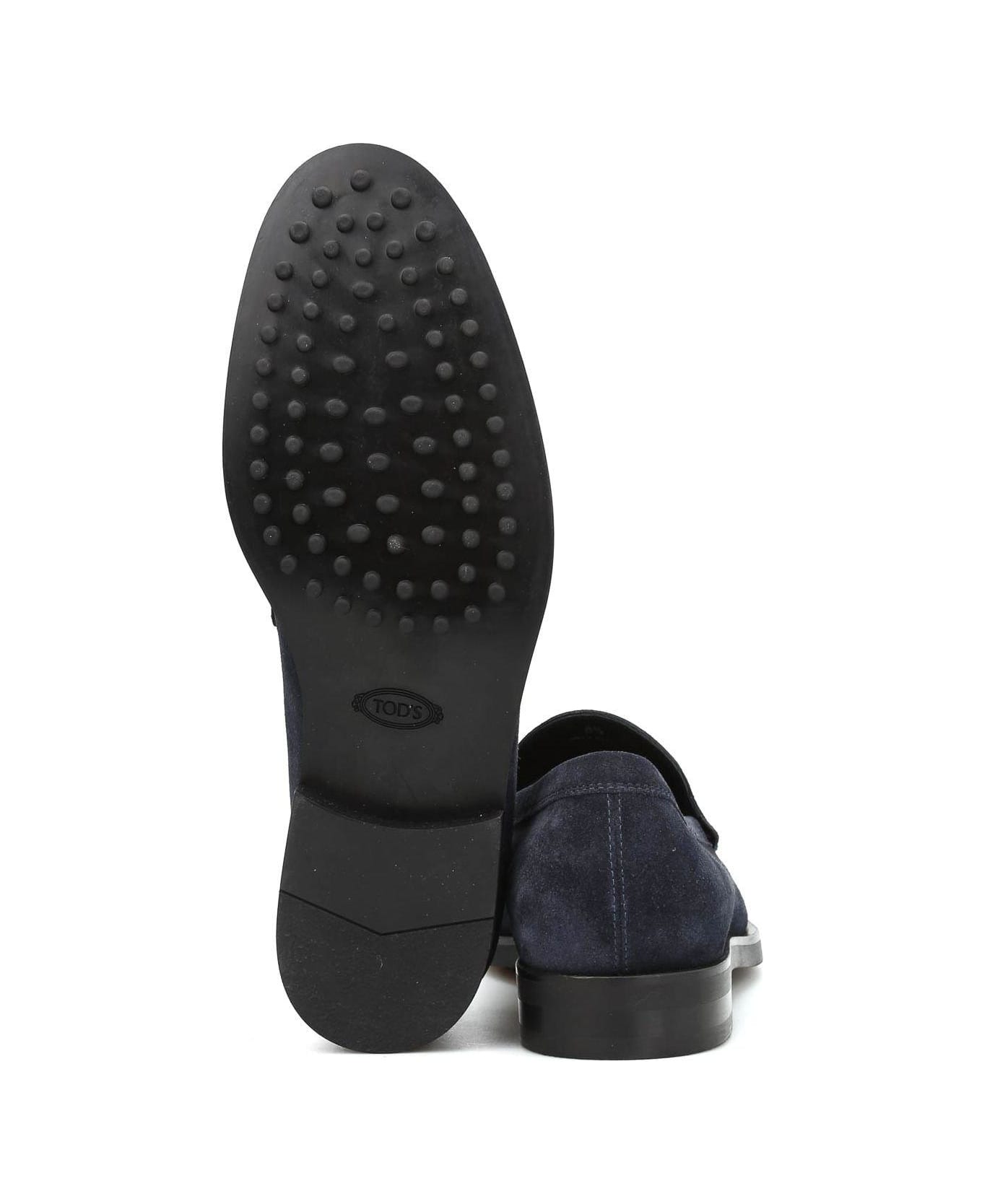 Tod's Monogram-stamped Round-toe Loafers - Blue