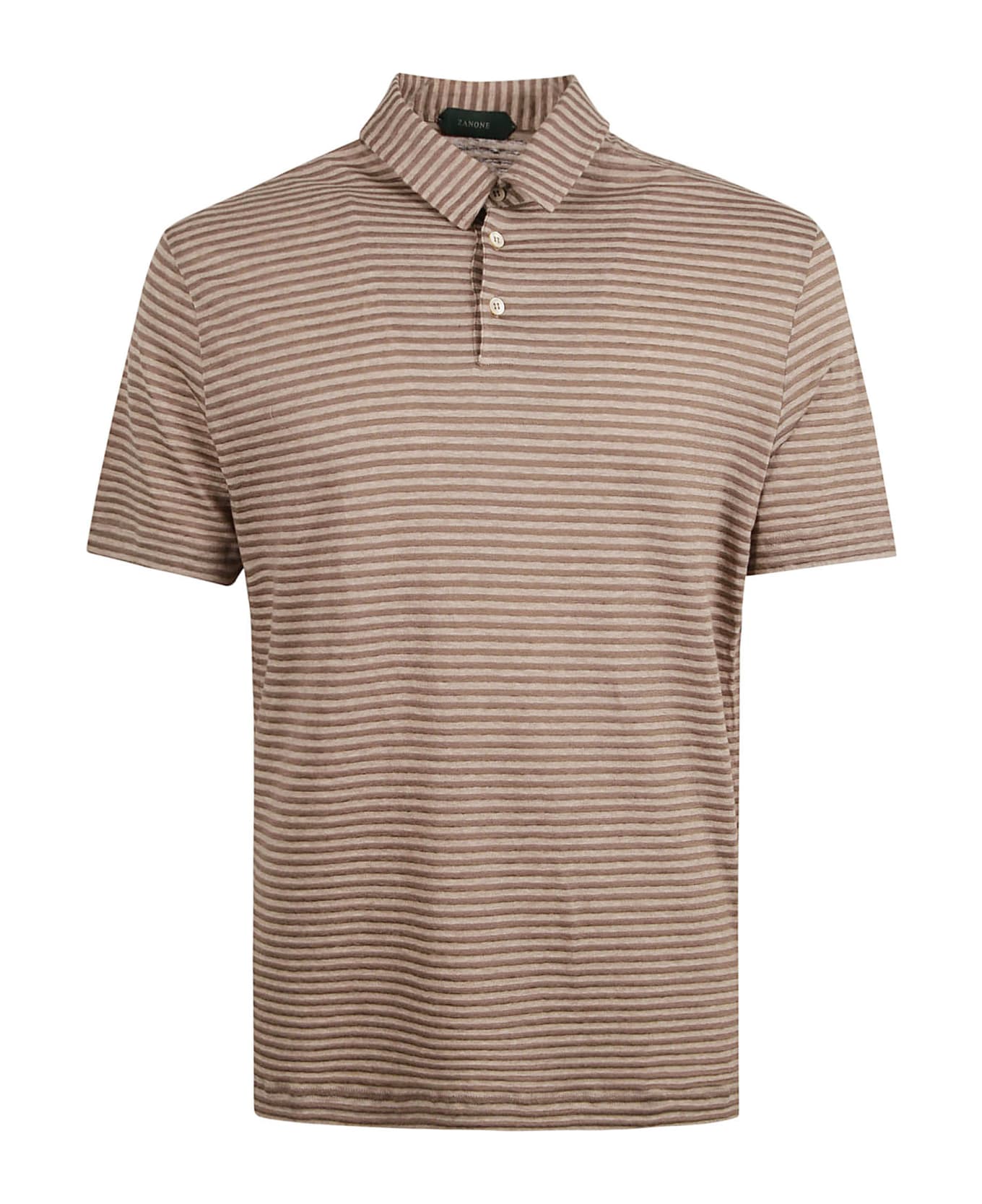 Zanone Regular Stripe Polo Shirt - Terra Beige