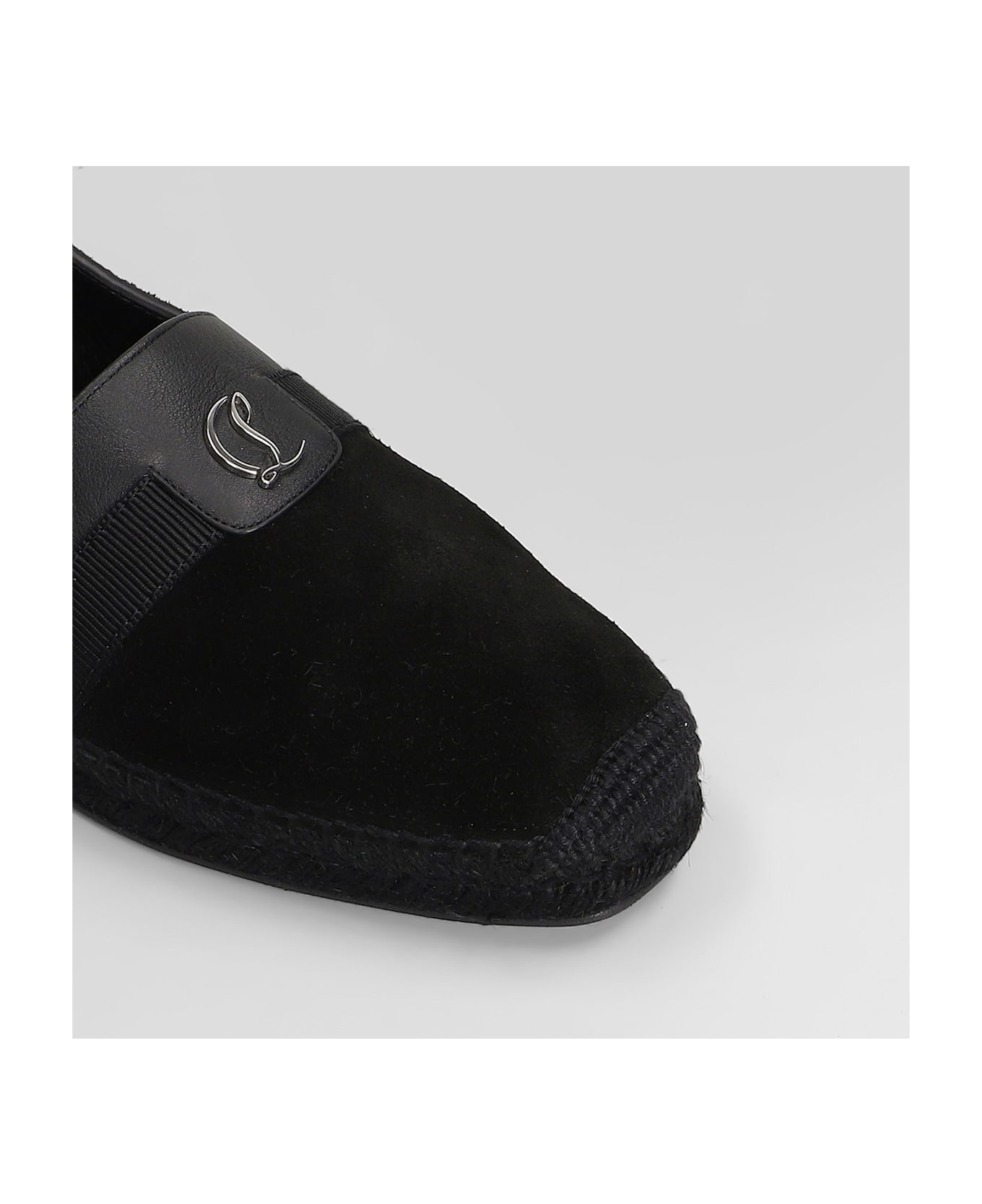 Christian Louboutin Alfarica Flat Espadrilles In Black Leather - black