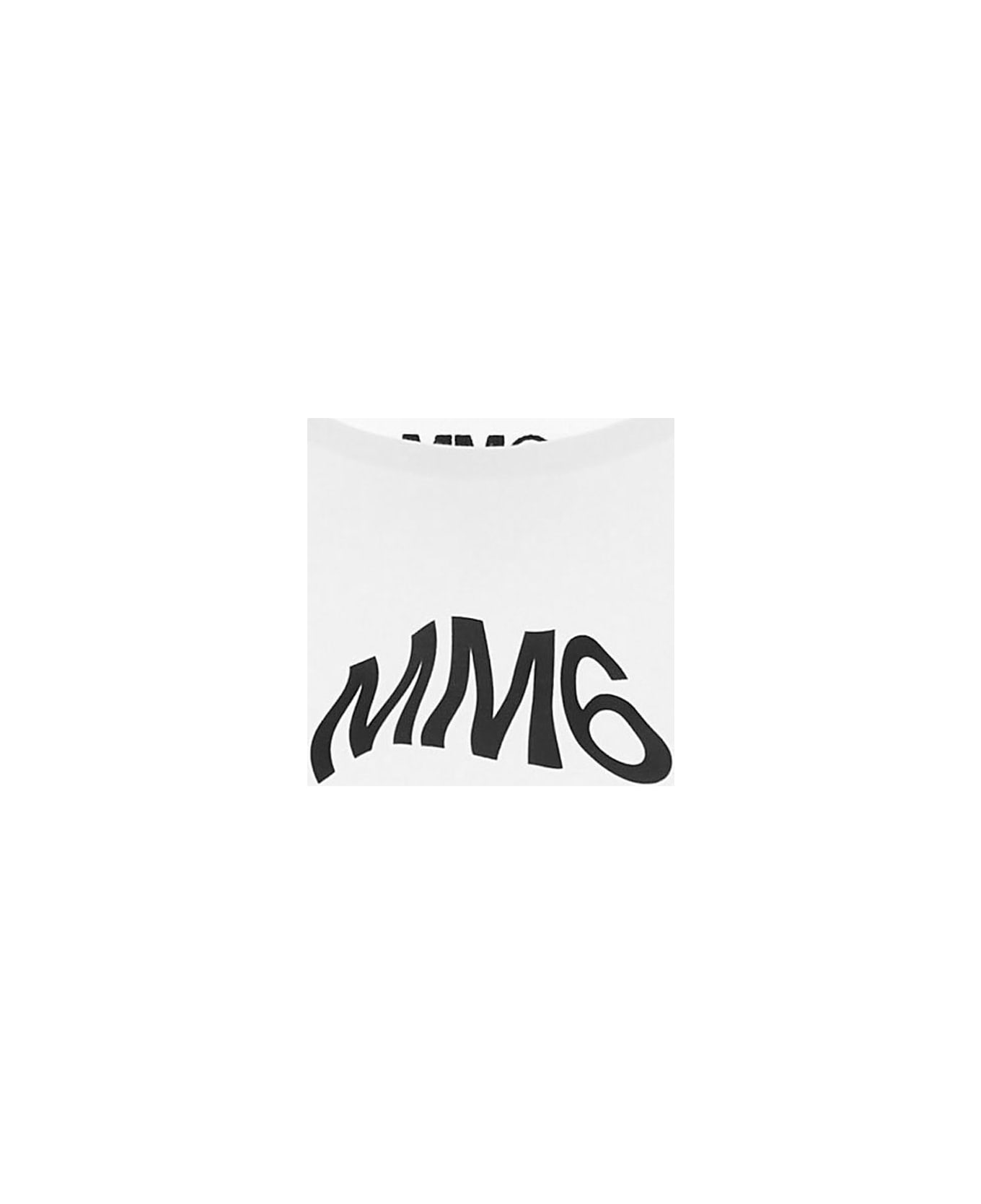 MM6 Maison Margiela Logo Printed Bodysuit - White