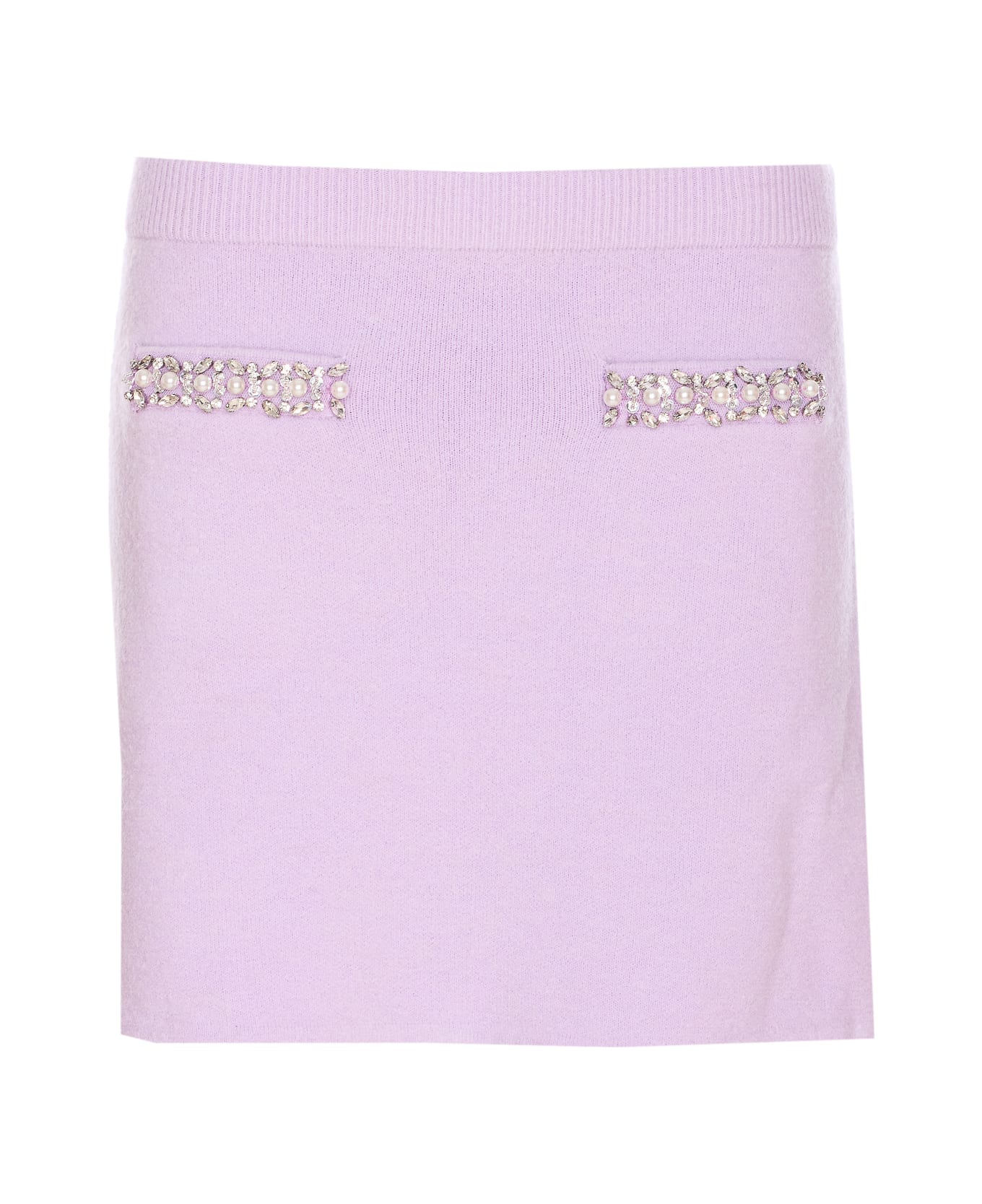self-portrait Crystal Knit Skirt - Purple