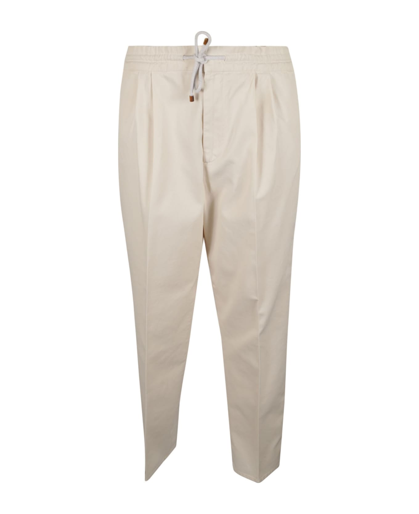 Brunello Cucinelli Elastic Drawstring Waist Trousers - off White