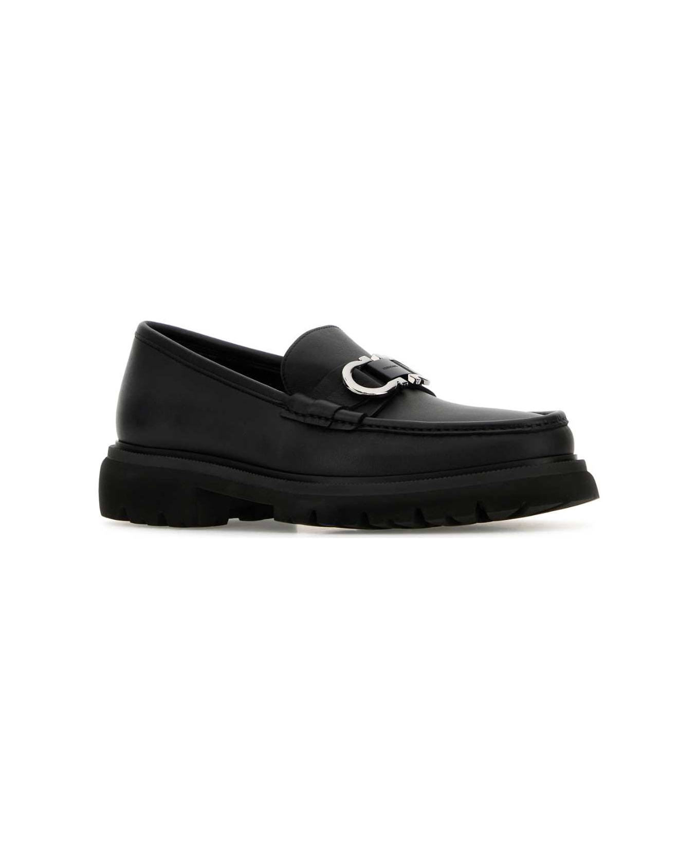 Ferragamo Black Leather Cocoon Loafers - NERONERONERO