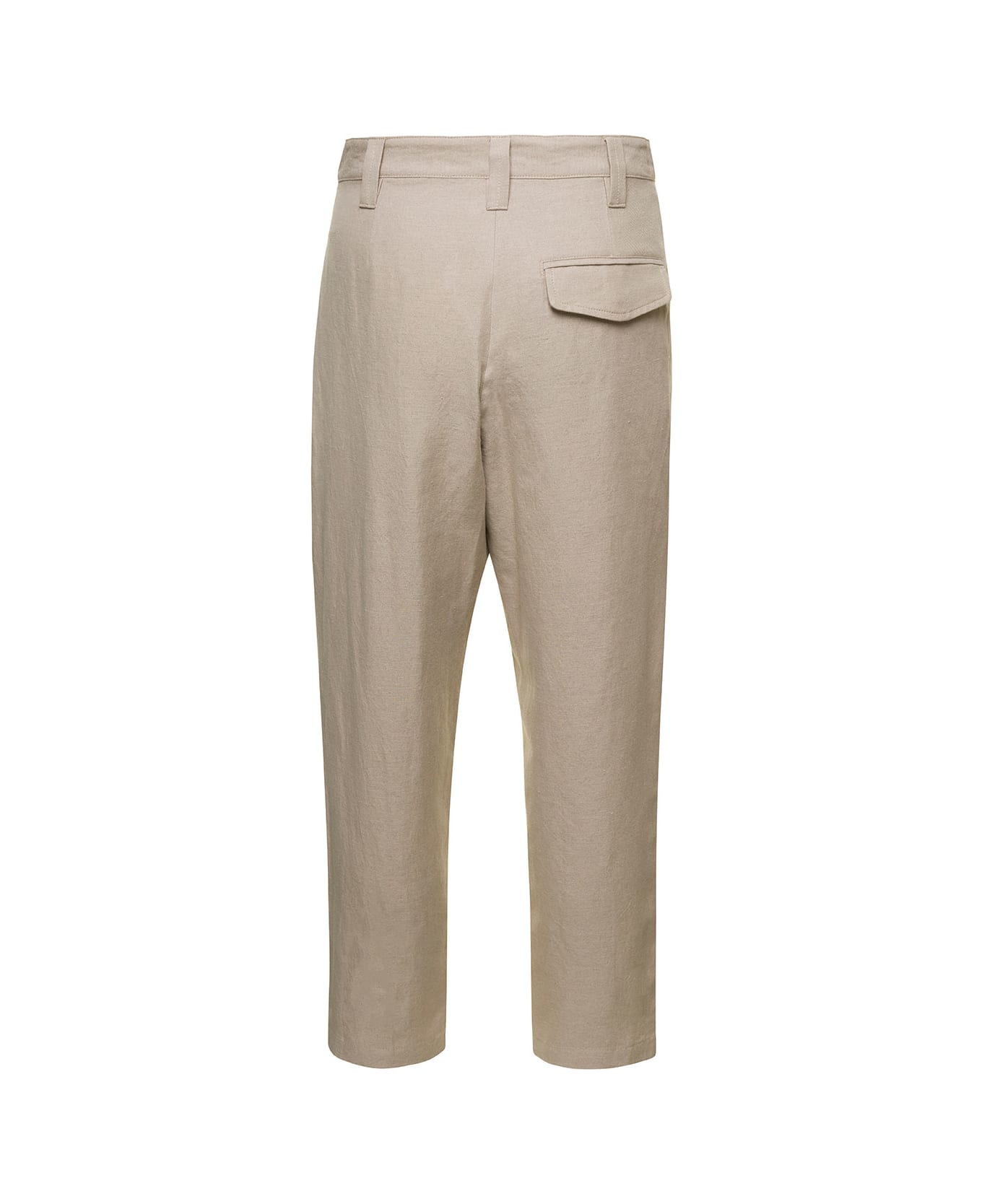 A.P.C. 'renato' Beige Cropped Pants With Pinces In Linen And Cotton Man - Beige
