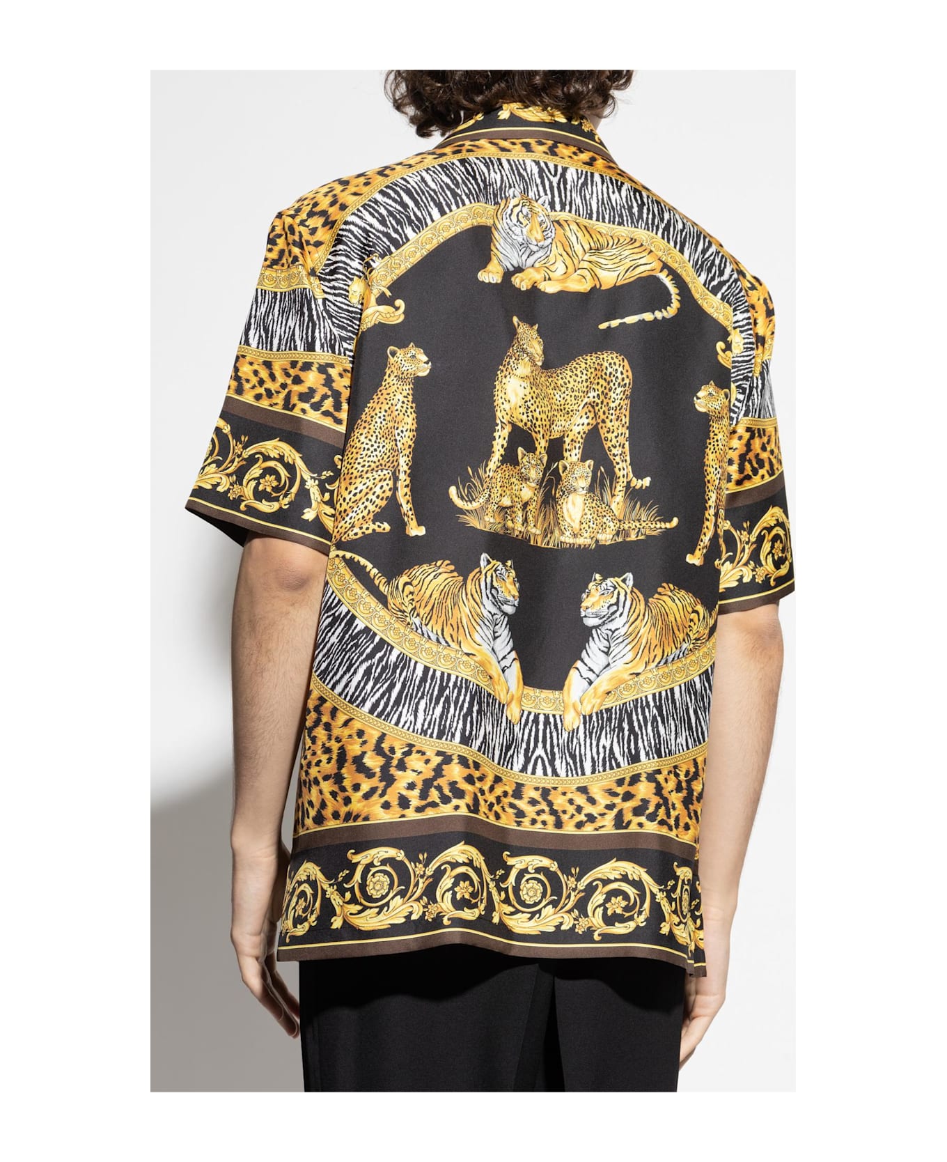 Versace Silk Short-sleeve Shirt - BLACK